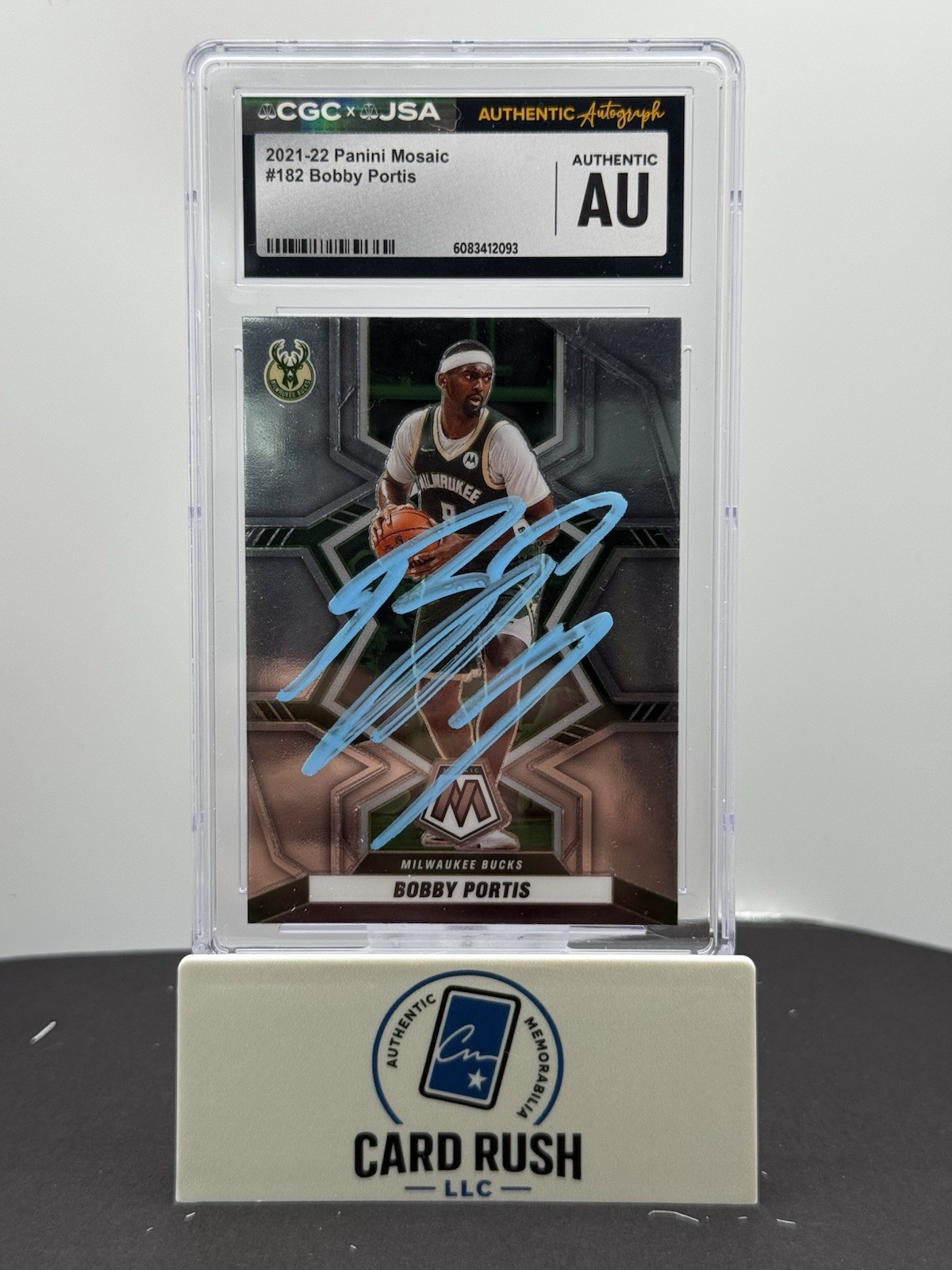 2021-22 Panini Mosaic Bobby Portis In Person Autograph CGC/JSA Authentic, front
