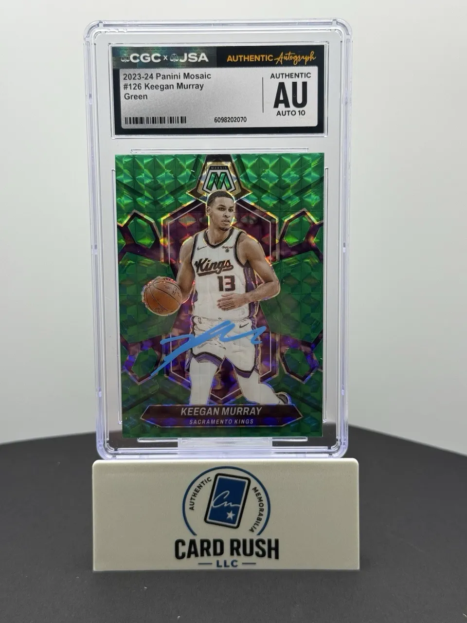 2023-24 Panini Mosaic Keegan Murray Green In-Person CGC/JSA Graded Auto 10