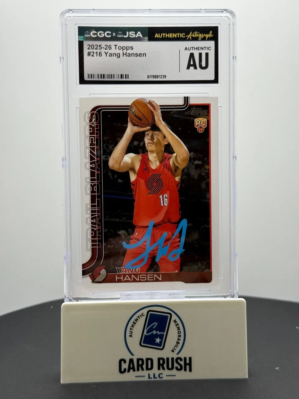 2025-26 Topps Yang Hansen RC IP Auto CGC/JSA Authentic
