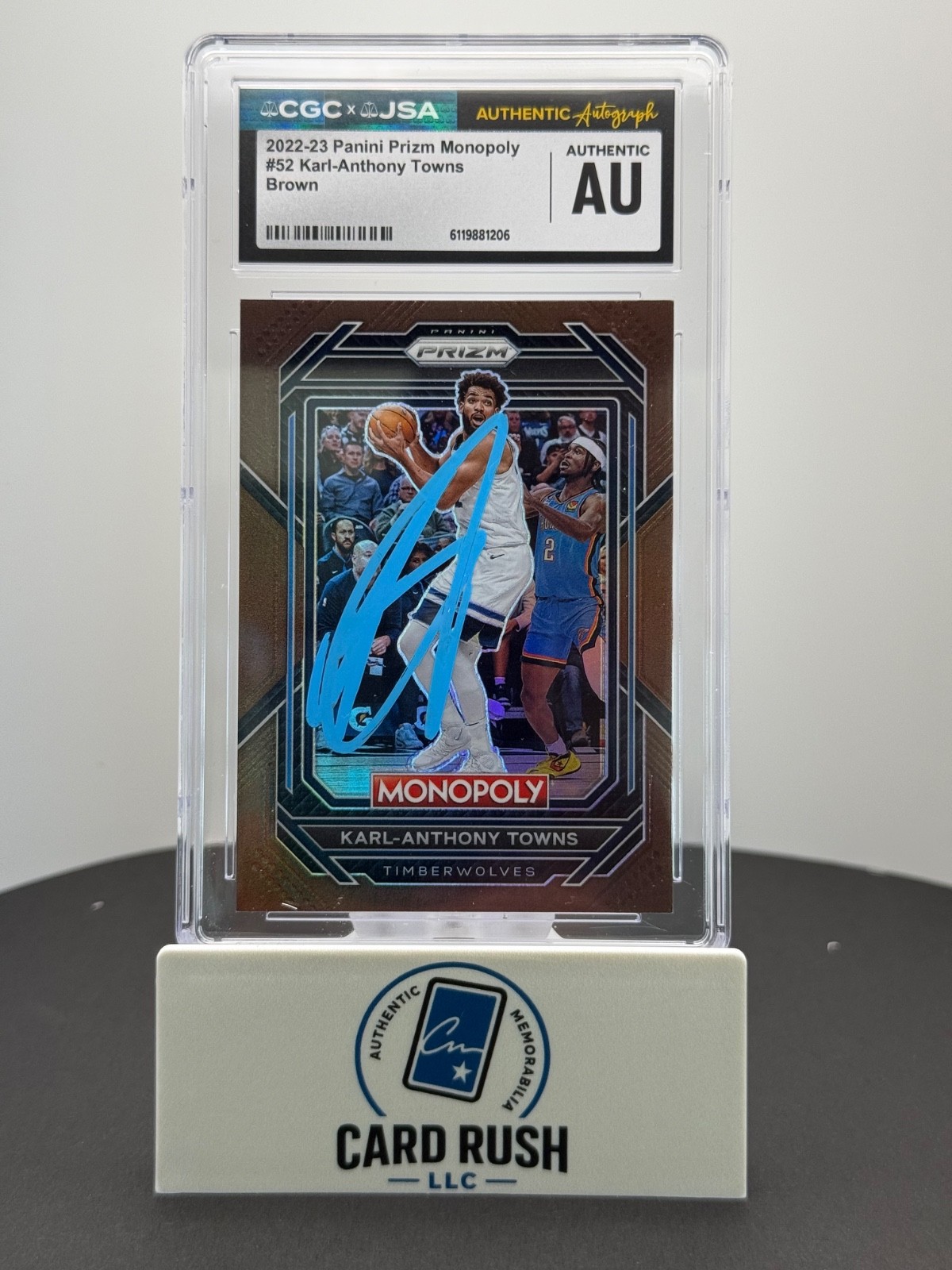 2022-23 Panini Prizm Monopoly - Karl-Anthony Towns Brown Prizm /249 IP Auto CGC, front