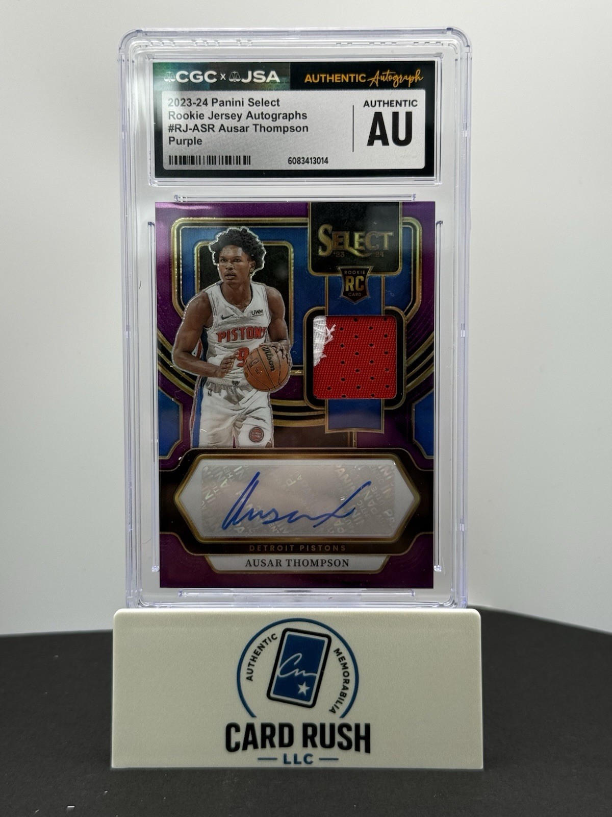 2023-24 Select Ausar Thompson Rookie Jersey Auto Purple /99 CGC/JSA Authentic, front
