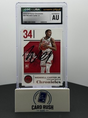 2018-19 Panini Chronicles Wendell Carter Jr RC IP Autograph CGC/JSA Authentic, front
