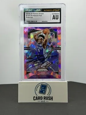 2019 Panini Prizm Pink Ice Prizm De'Aaron Fox IP Autograph CGC/JSA Authentic
