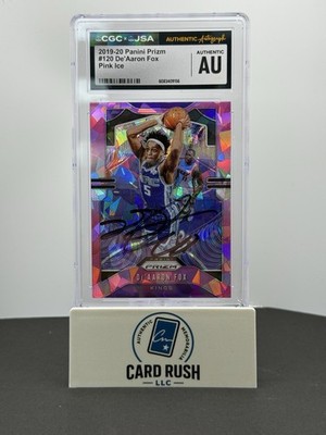 2019 Panini Prizm Pink Ice Prizm De'Aaron Fox IP Autograph CGC/JSA Authentic, front
