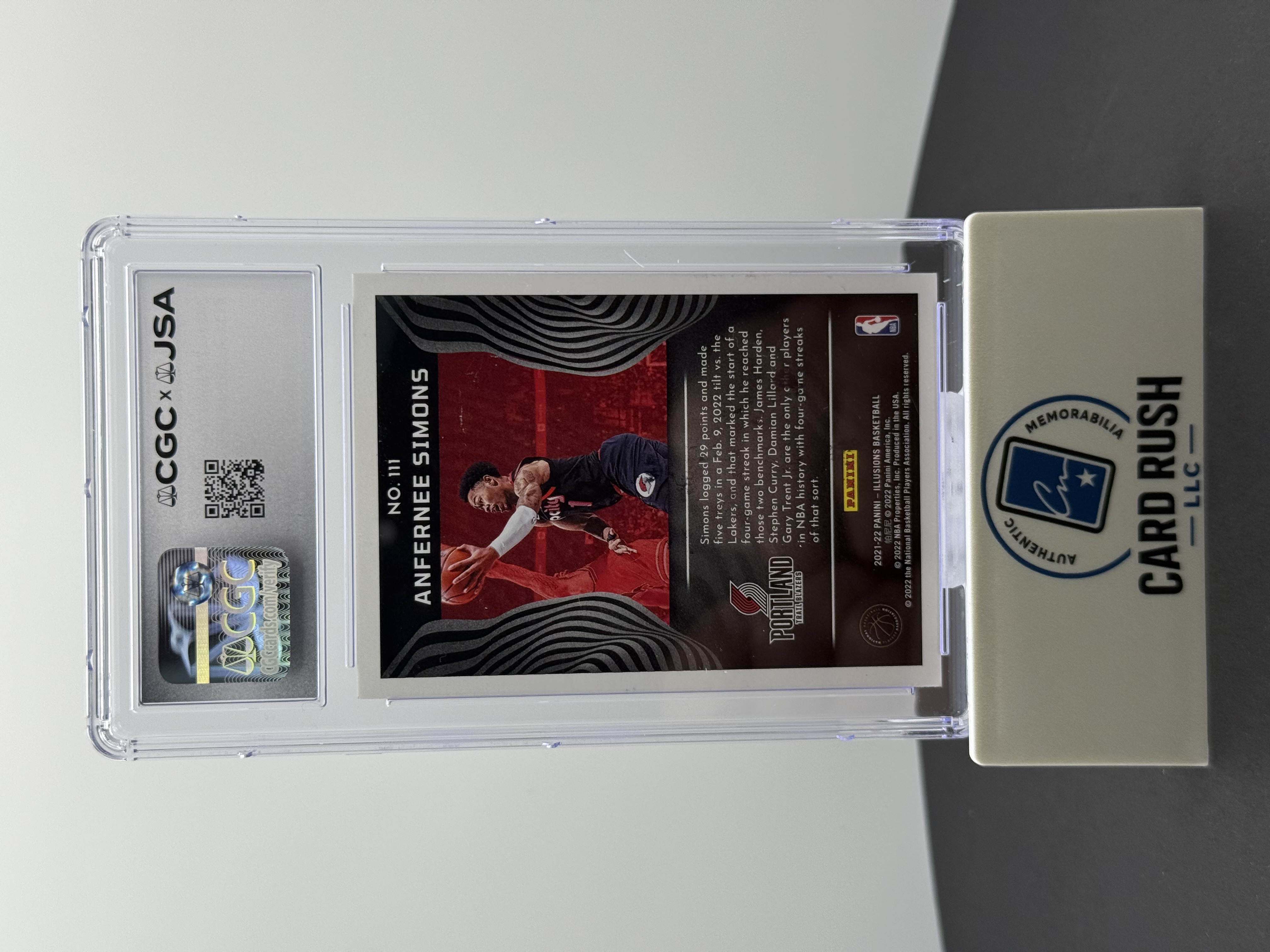 2021-22 Panini Illusions Anfernee Simons In-Person Autograph CGC/JSA Authentic, back