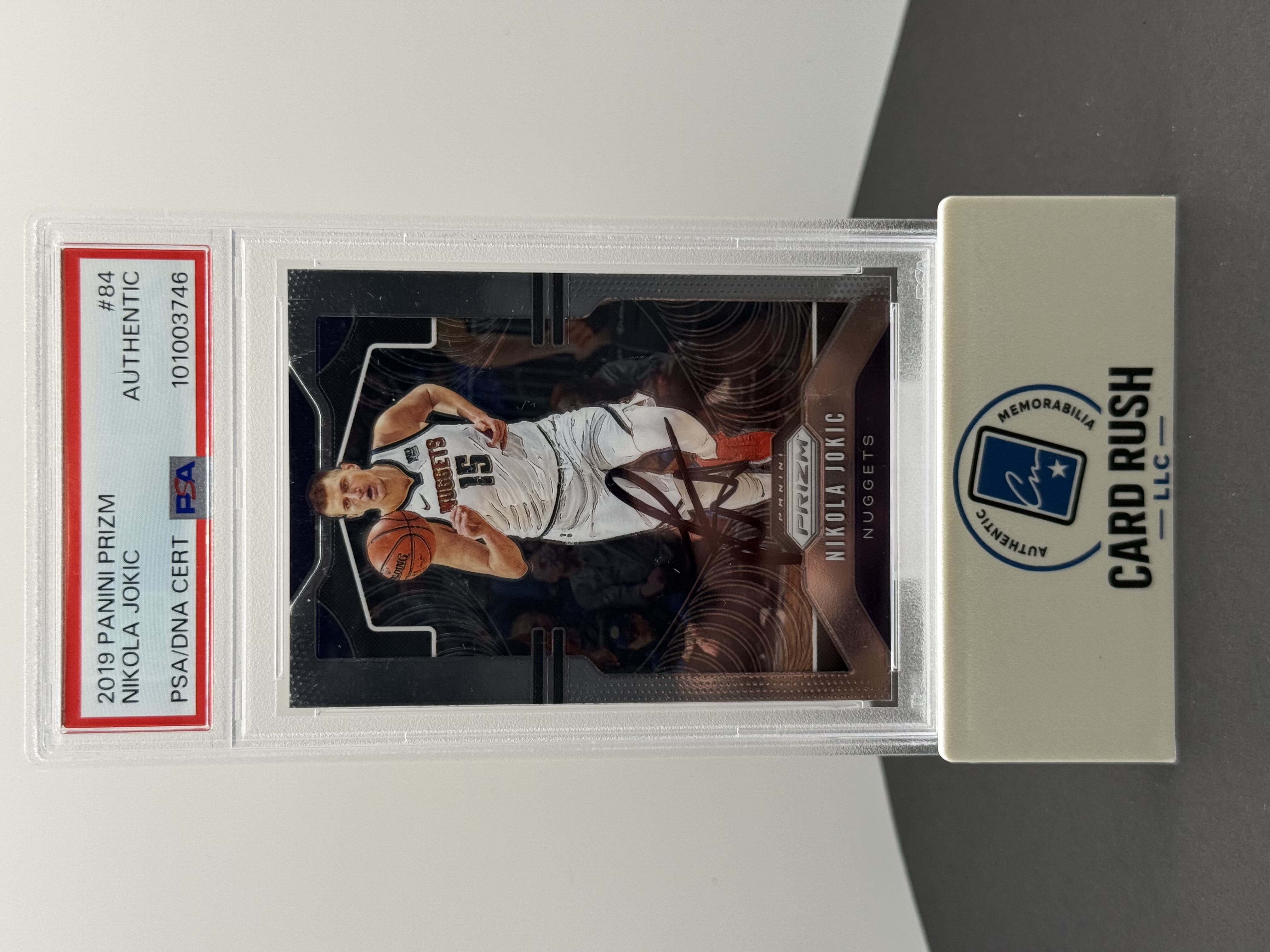 2019-20 Panini Prizm Nikola Jokić In-Person Autographed Card, front