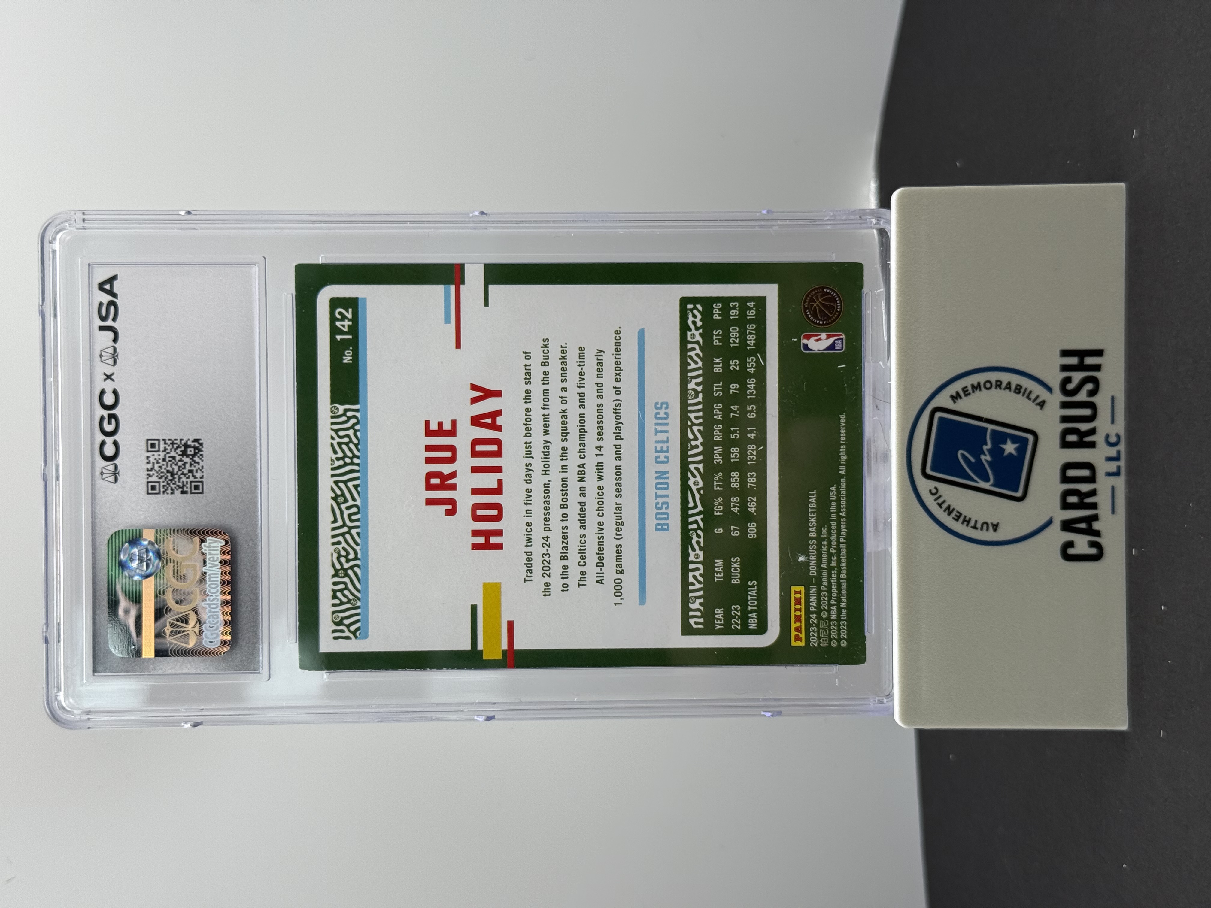 2023-24 Donruss Jrue Holiday Boston Celtics IP Auto CGC/JSA Authentic, back