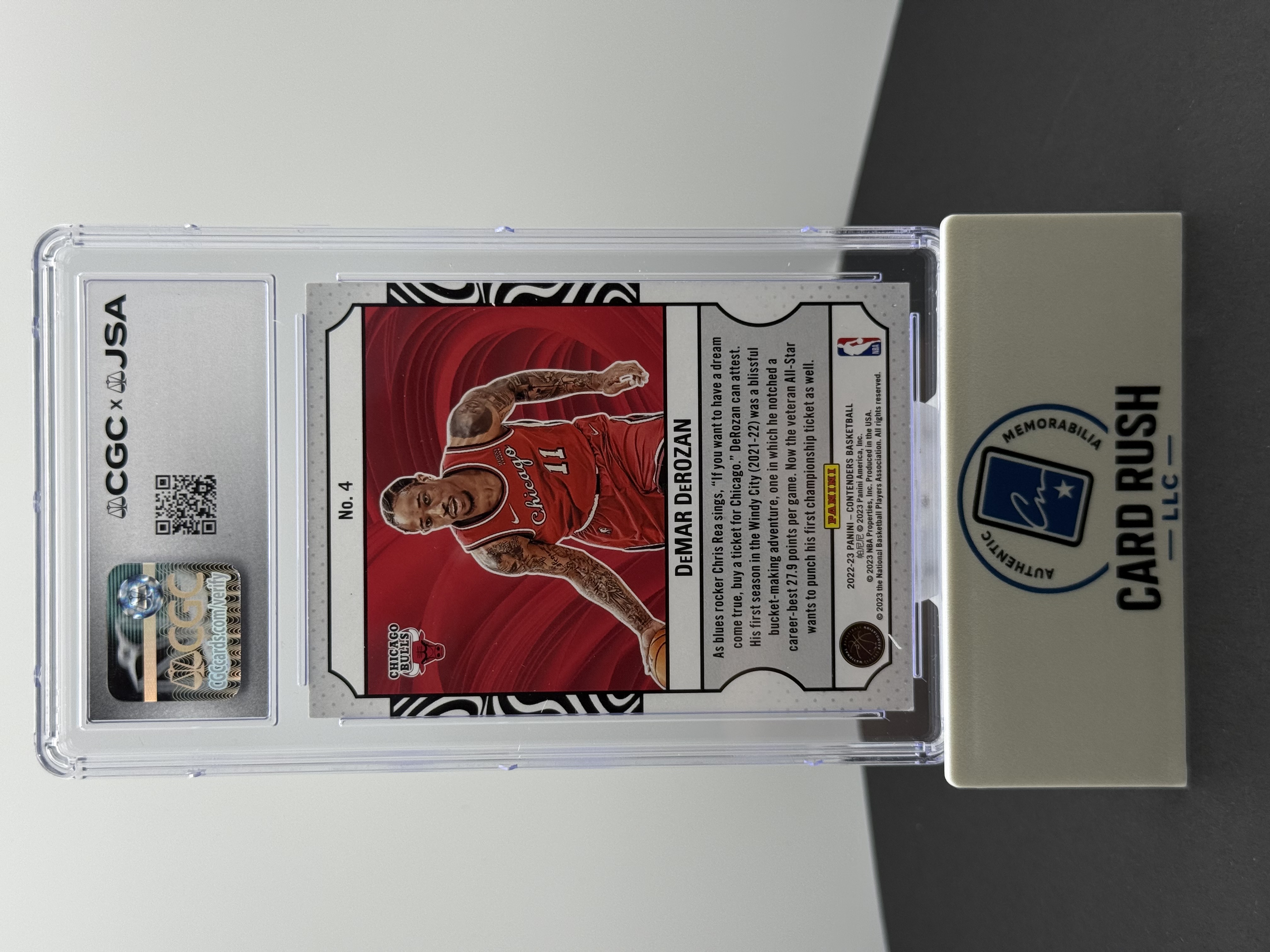 2022-23 Panini Contenders DeMar DeRozan Game Night Ticket IP Auto, back
