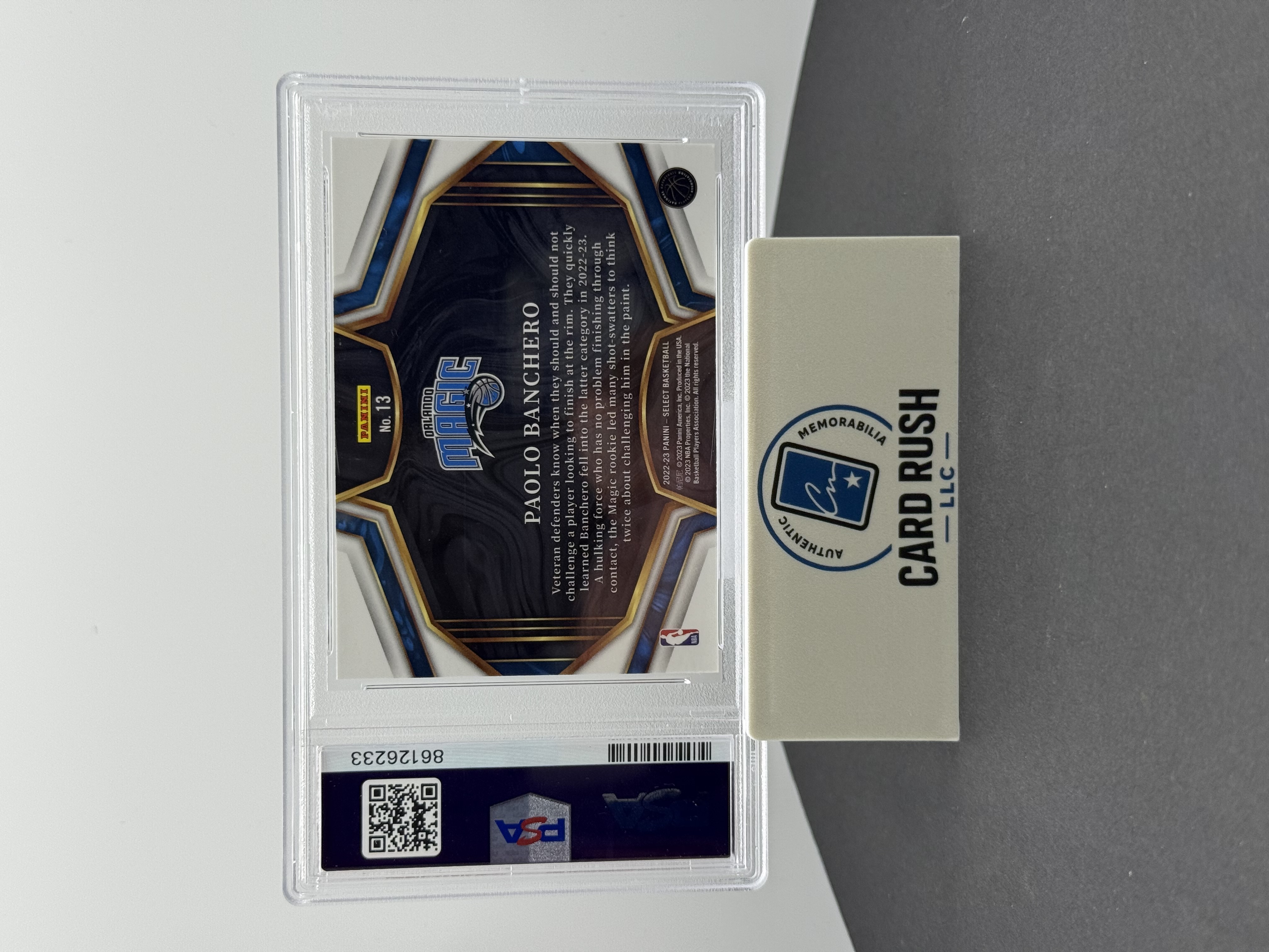 2022-23 Select Paolo Banchero Snapshots Rookie Card RC #13 IP Auto PSA Authentic, back