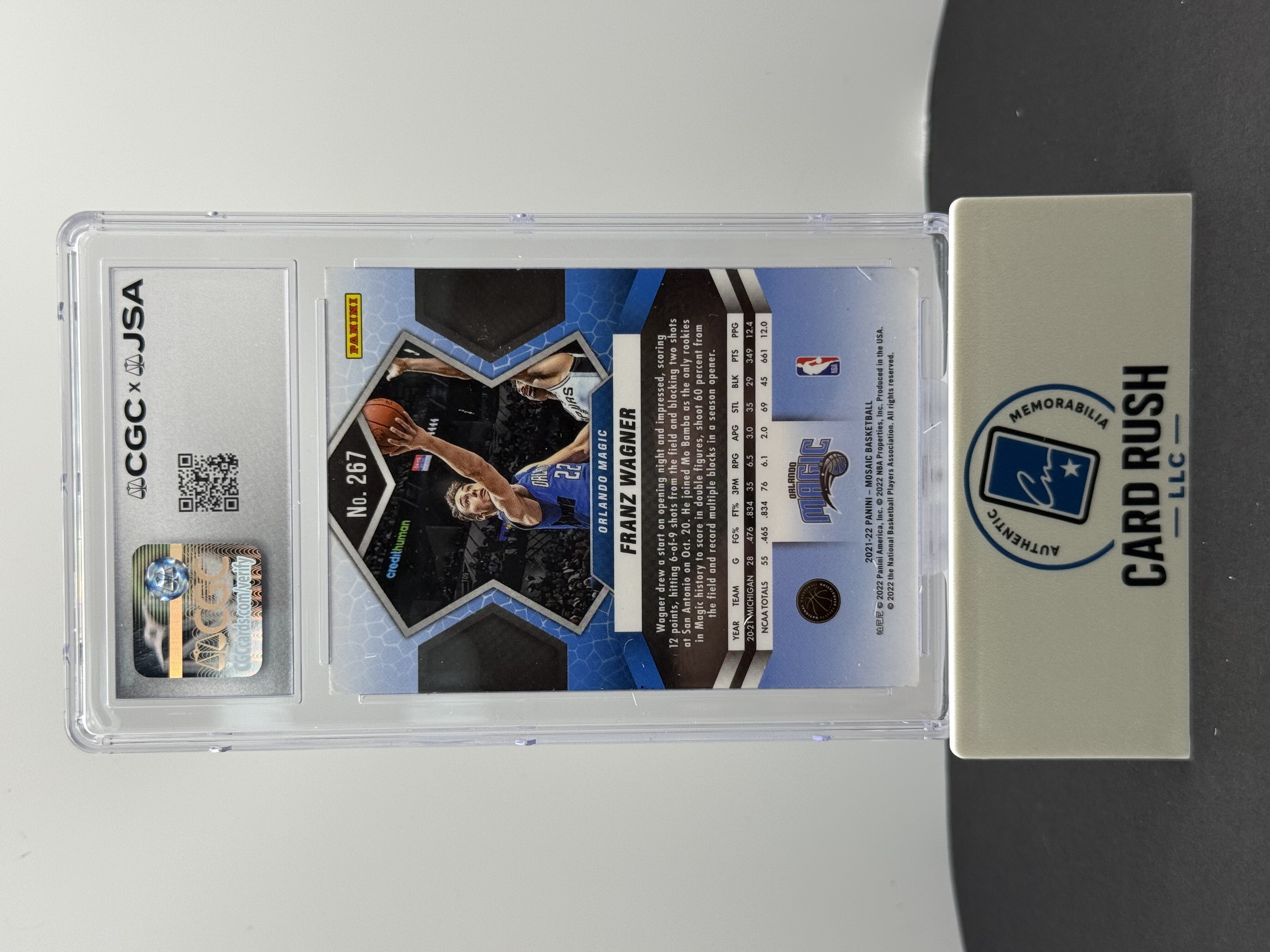 2021-22 Panini Select Franz Wagner Blue RC IP Auto CGC Authentic, back