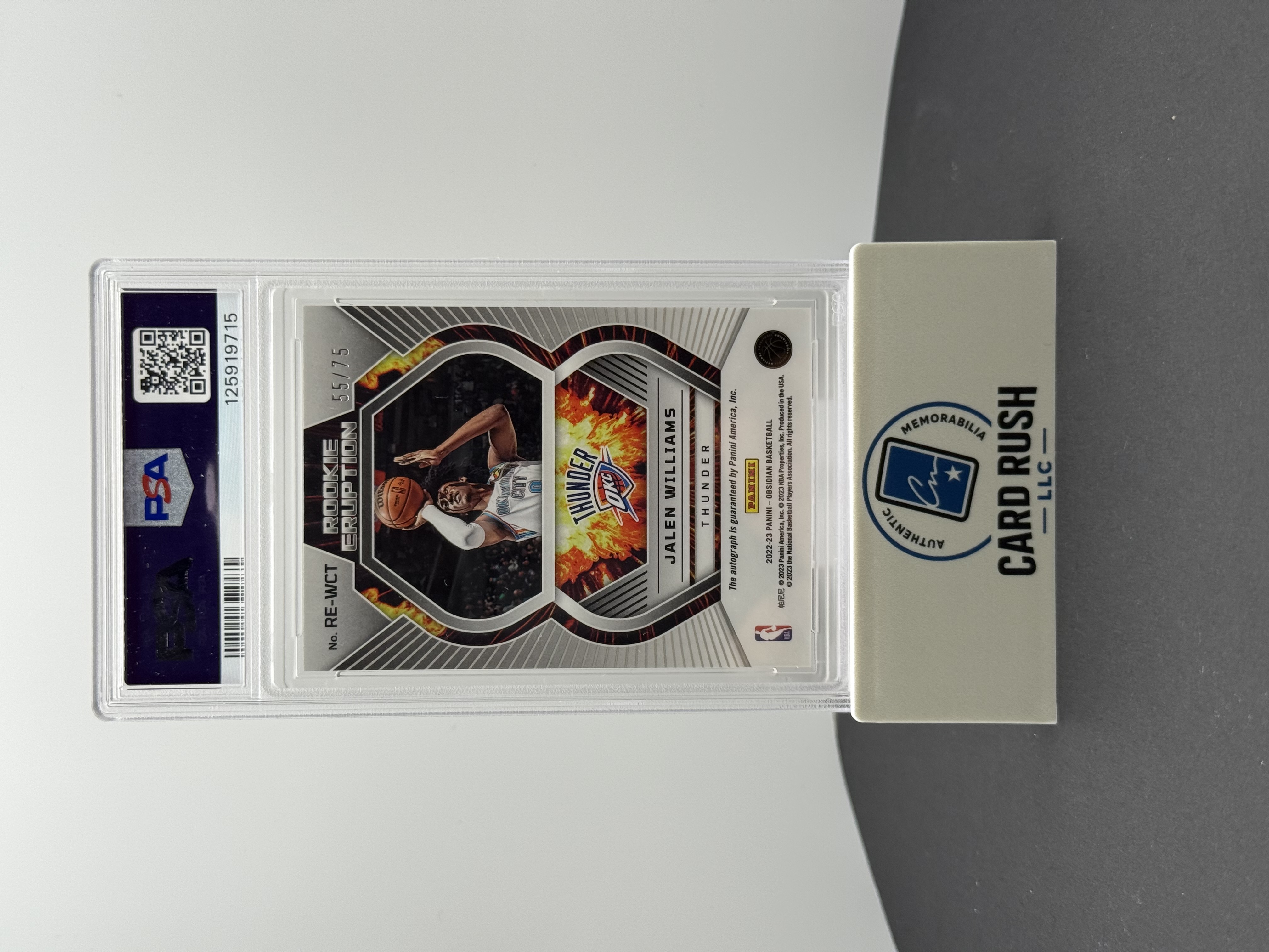 2022-23 Panini Obsidian - Rookie Eruption Autographs Jalen Williams 55/75 PSA 10, back