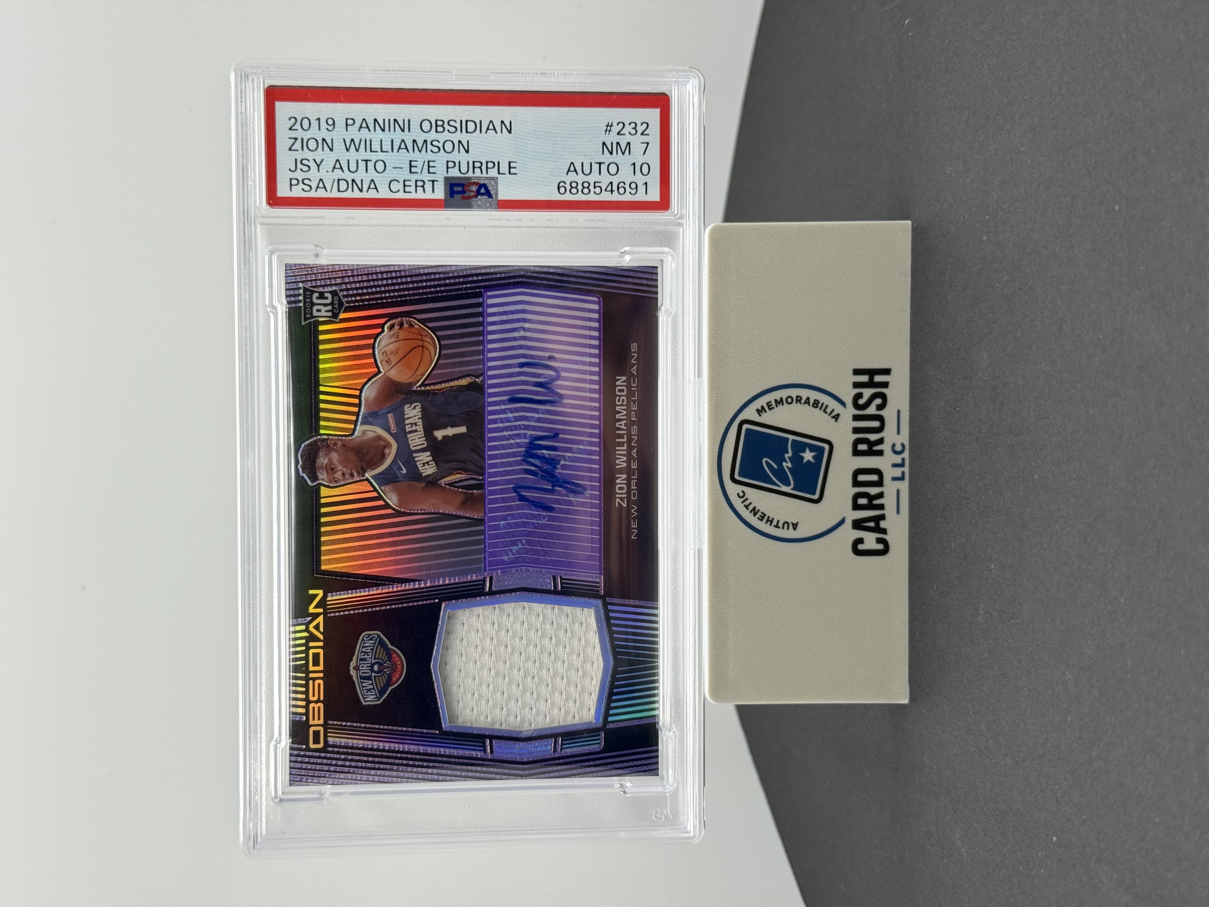 2019 Panini Obsidian Zion Williamson RPA Rookie Card, front