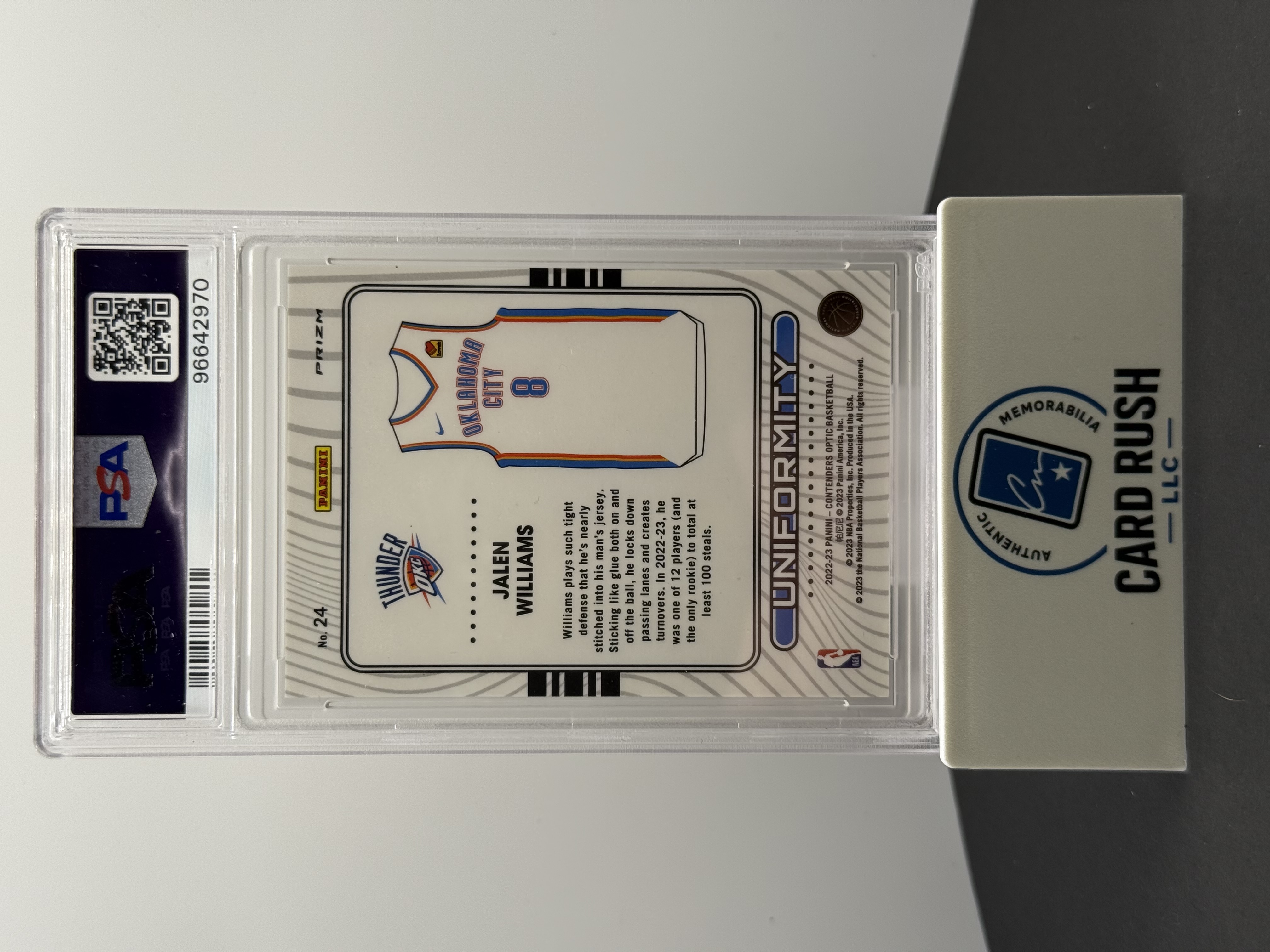 2022 Contenders Optic Jalen Williams Uniformity Red Cracked Ice, back