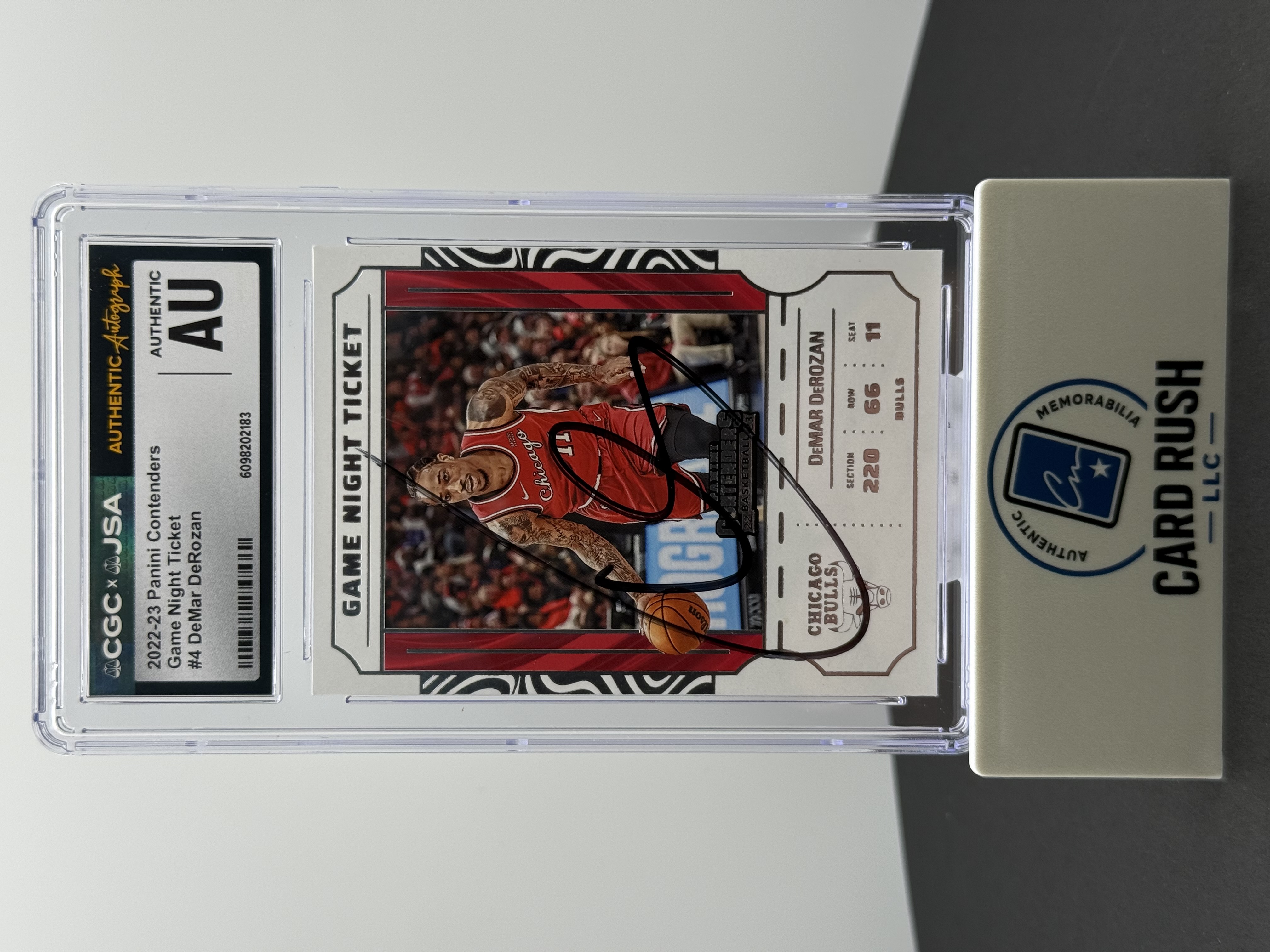 2022-23 Panini Contenders DeMar DeRozan Game Night Ticket IP Auto, front