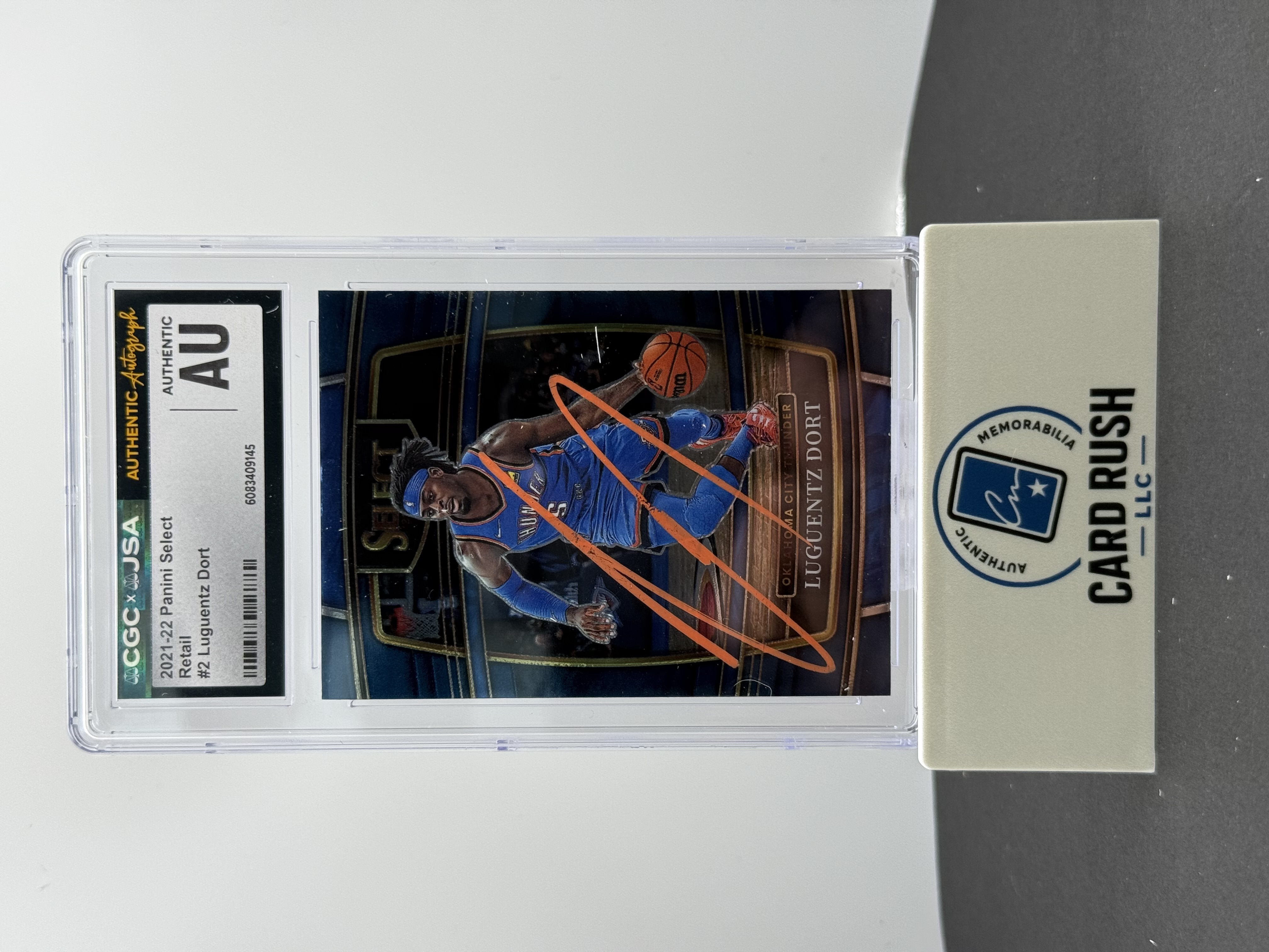 2021-22 Panini Select Concourse Luguentz Dort Autographed Trading Card, front