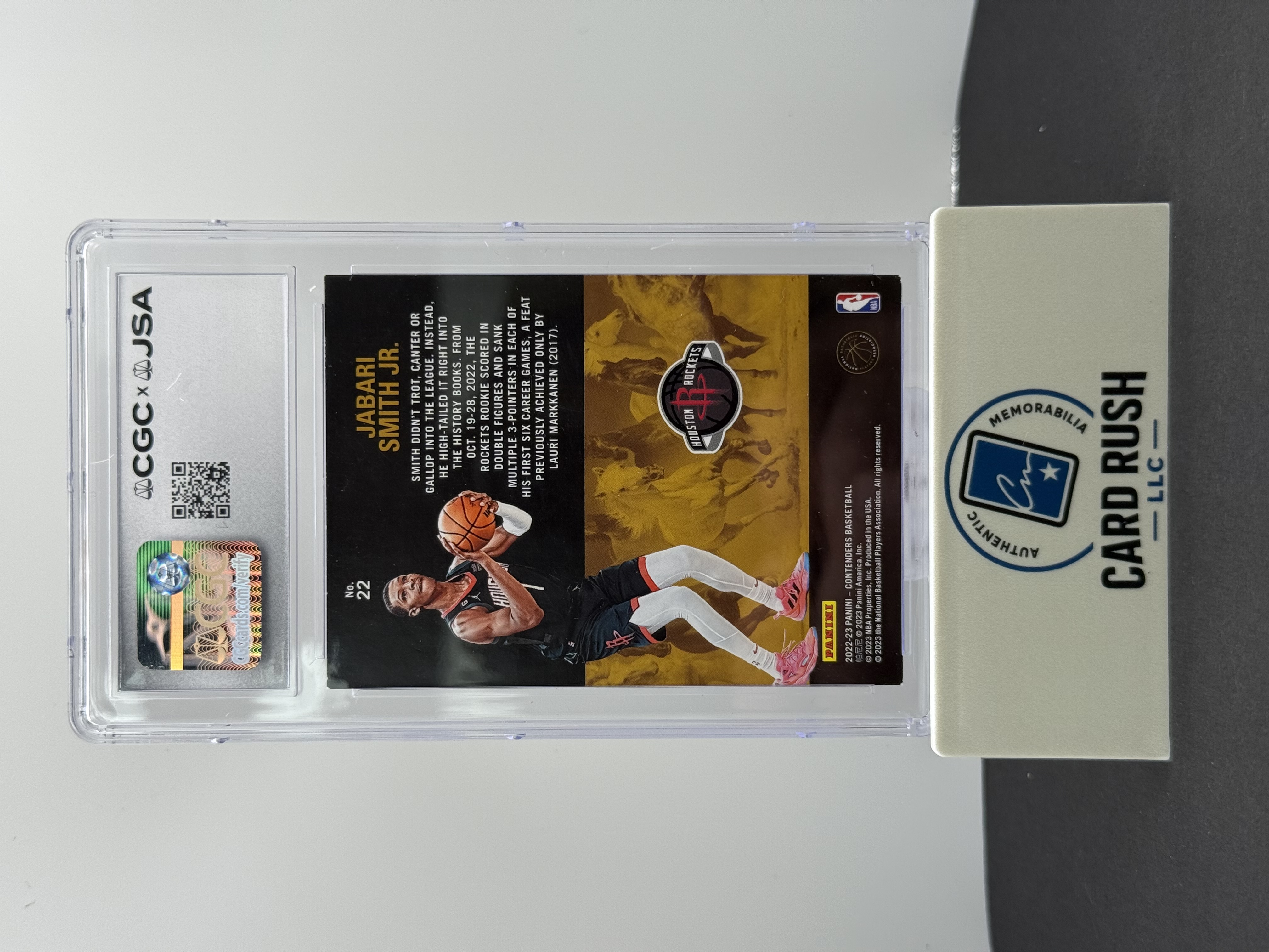 2022-23 Panini Recon Vector #22 Jabari Smith Jr. RC IP Auto CGC/JSA Authentic, back
