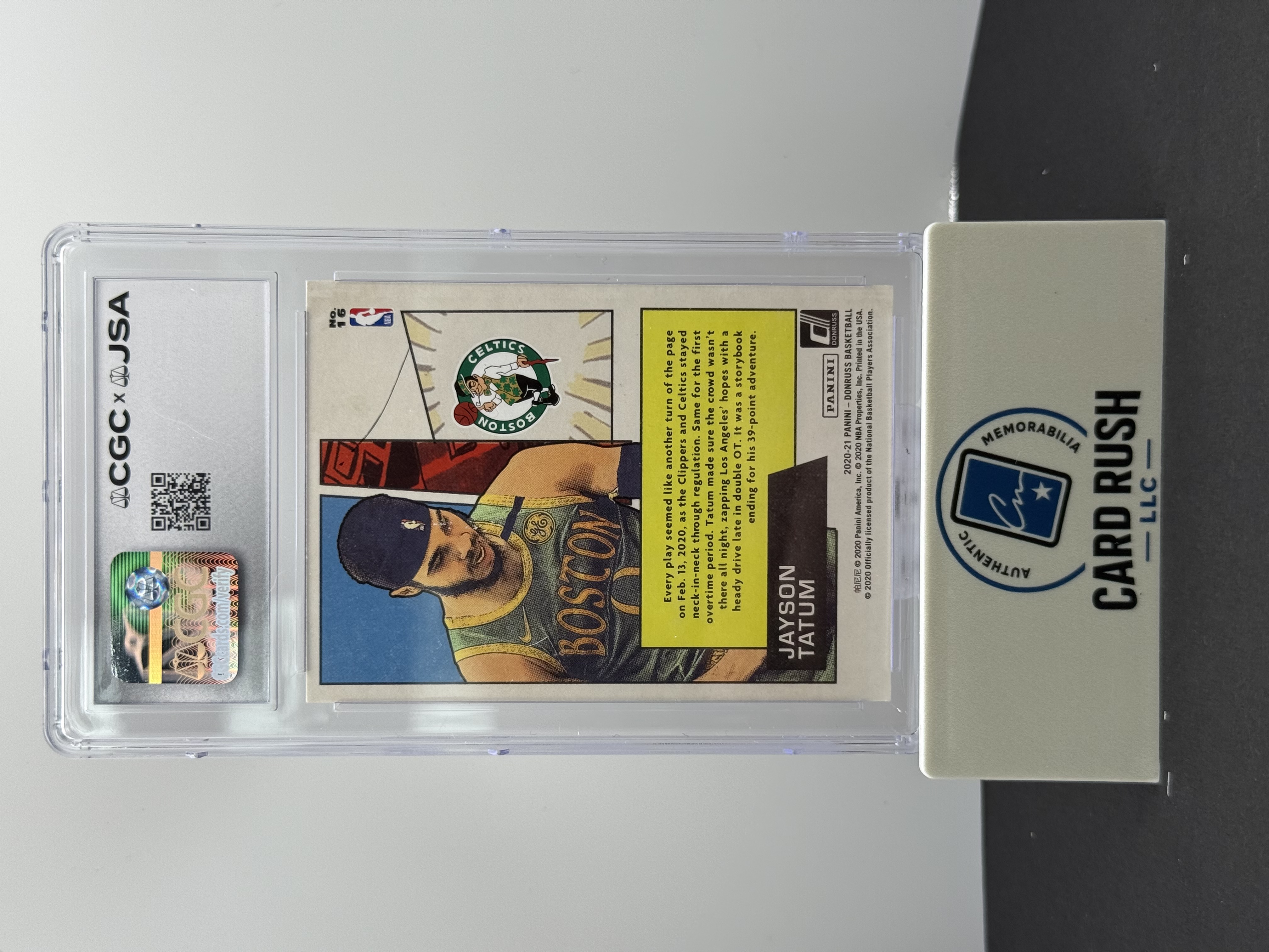 2020-21 Donruss Net Marvels #16 Jayson Tatum In Person Autograph CGC/JSA Authentic, back