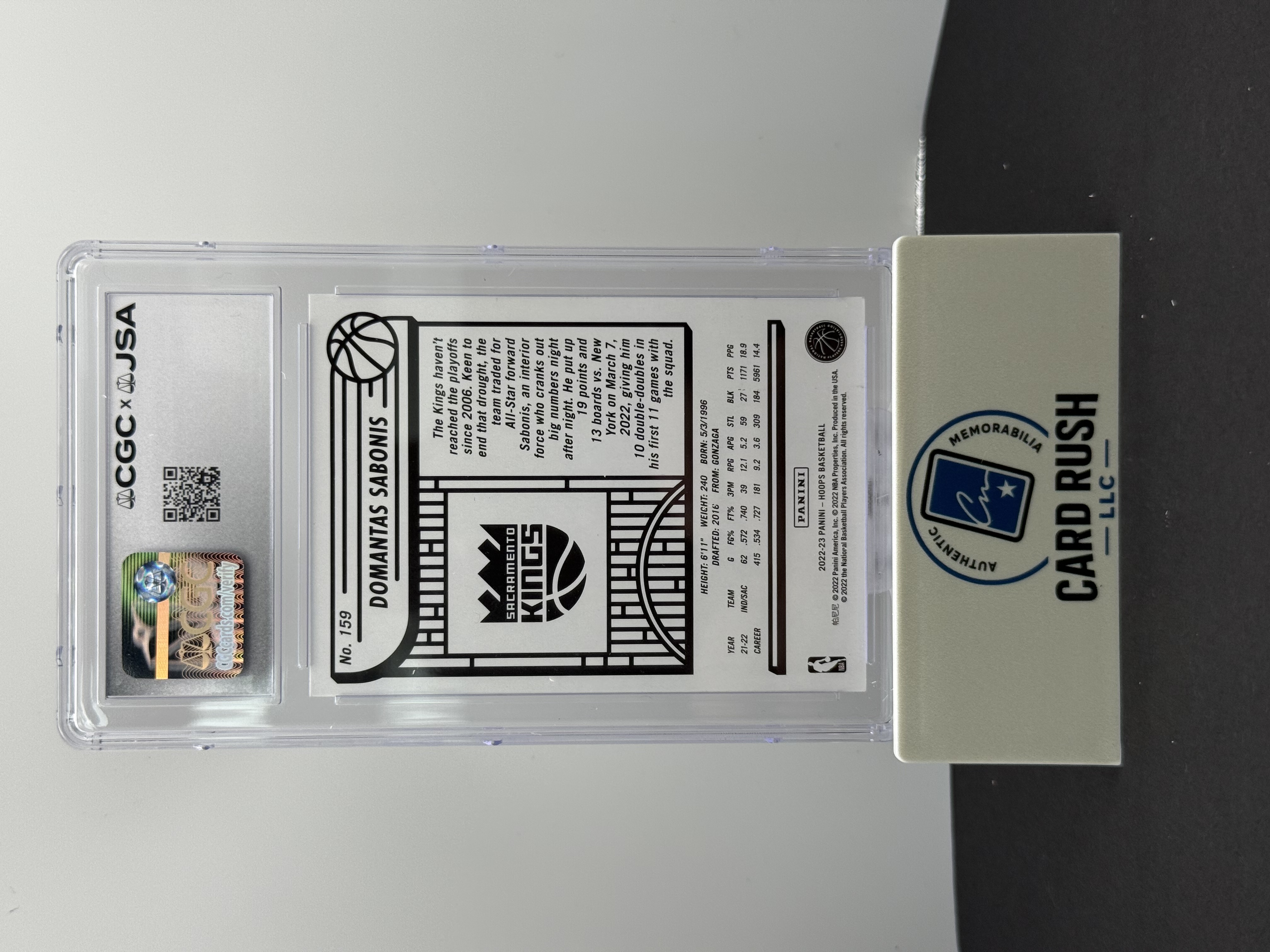 2022-23 Panini Hoops Domantas Sabonis In Person Auto 10 CGC/JSA Authentic, back