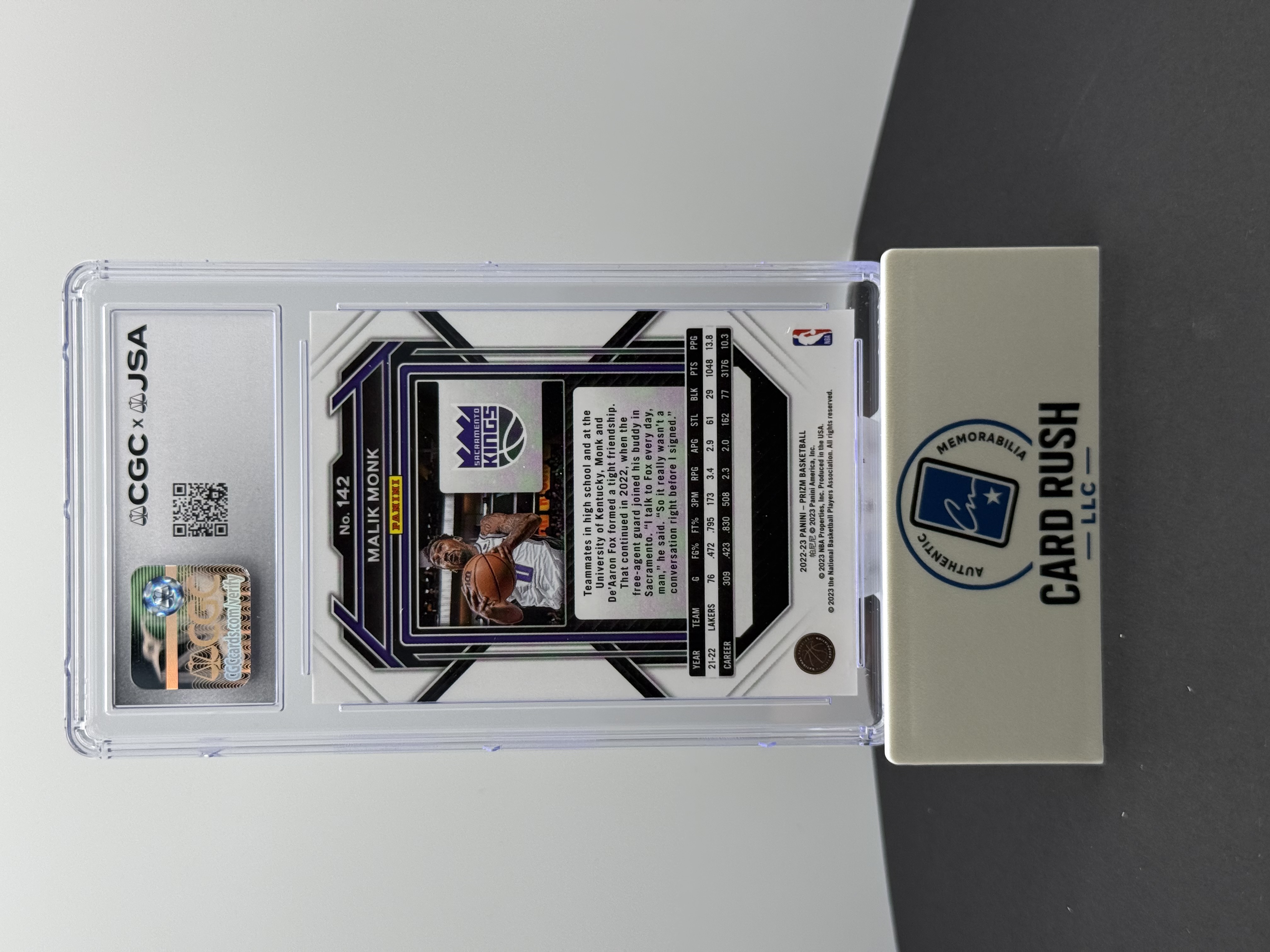 2022-23 Panini Prizm Malik Monk In-Person Auto CGC/JSA Authentic, back