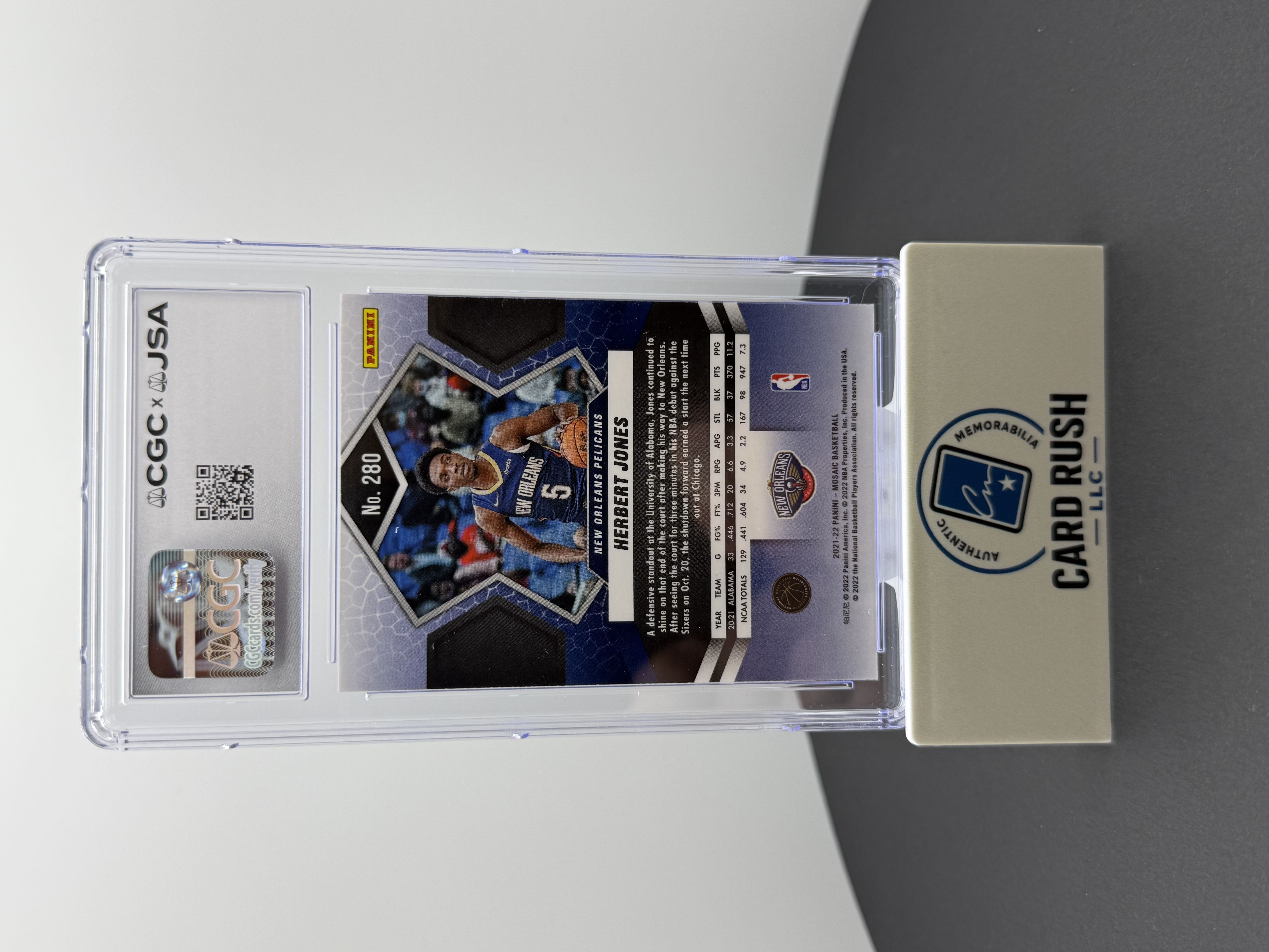 2021-22 Panini Mosaic Herbert Jones RC In-Person Autograph CGC/JSA Auto 10 Grade, back