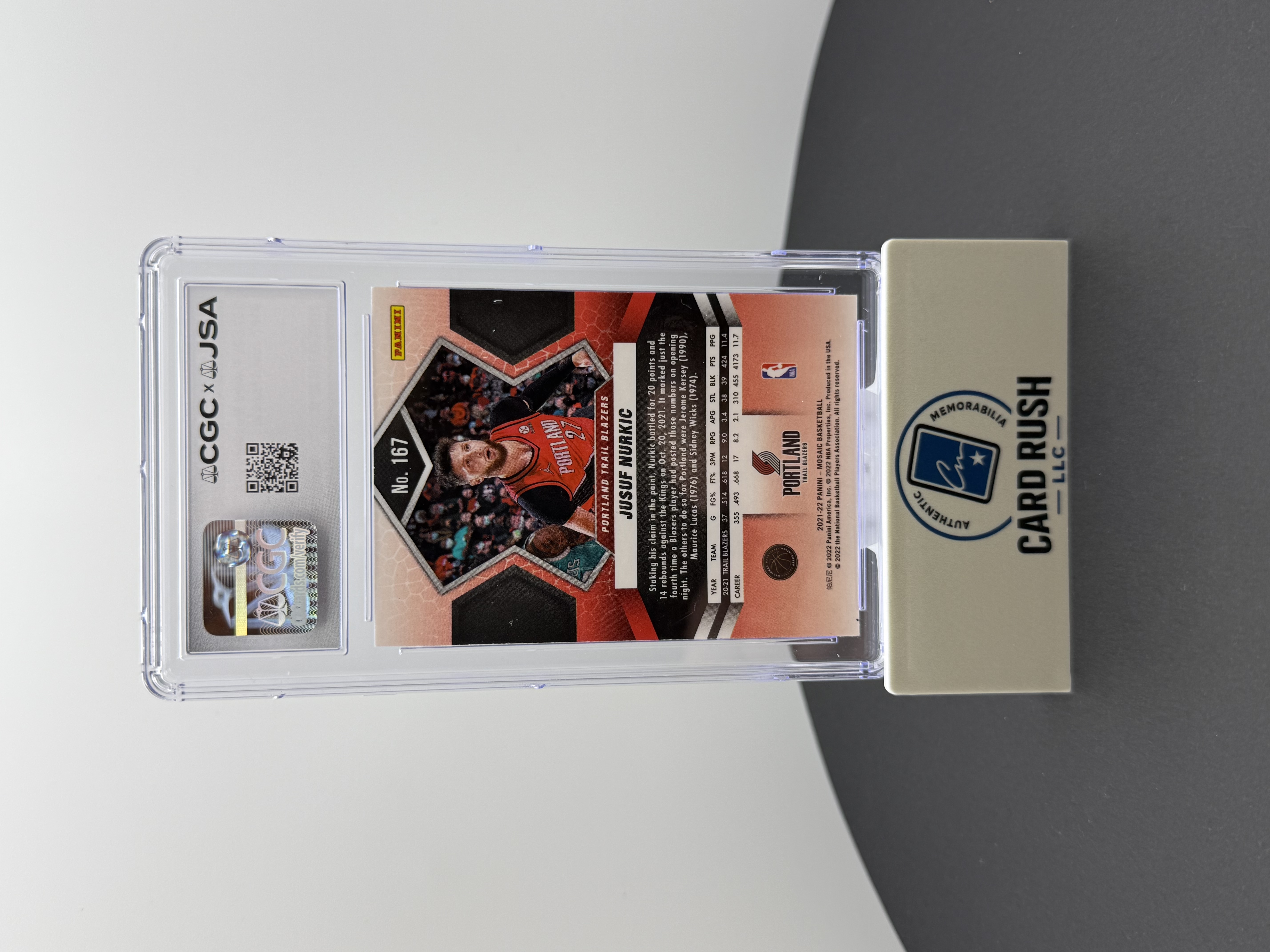 2021-22 Panini Mosaic Jusuf Nurkic In-Person Autograph CGC/JSA Auto 10 Grade, back