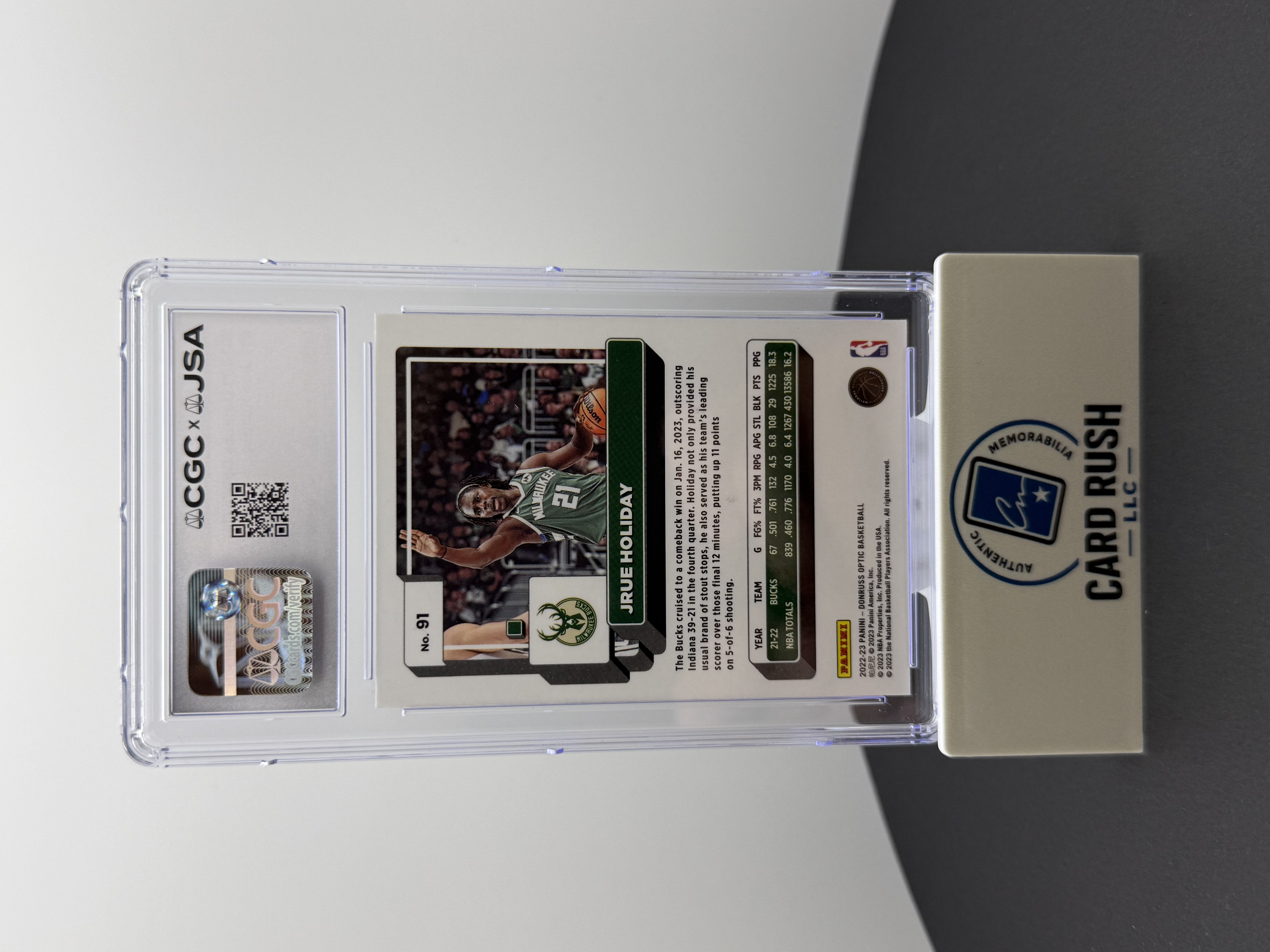 2022-23 Donruss Optic Jrue Holiday In-Person Autograph CGC/JSA Authentic, back