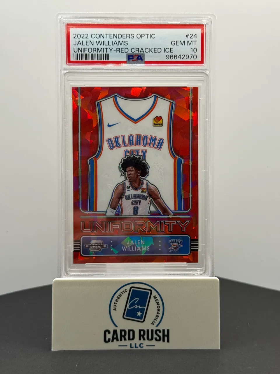 2022 Contenders Optic Jalen Williams Uniformity Red Cracked Ice