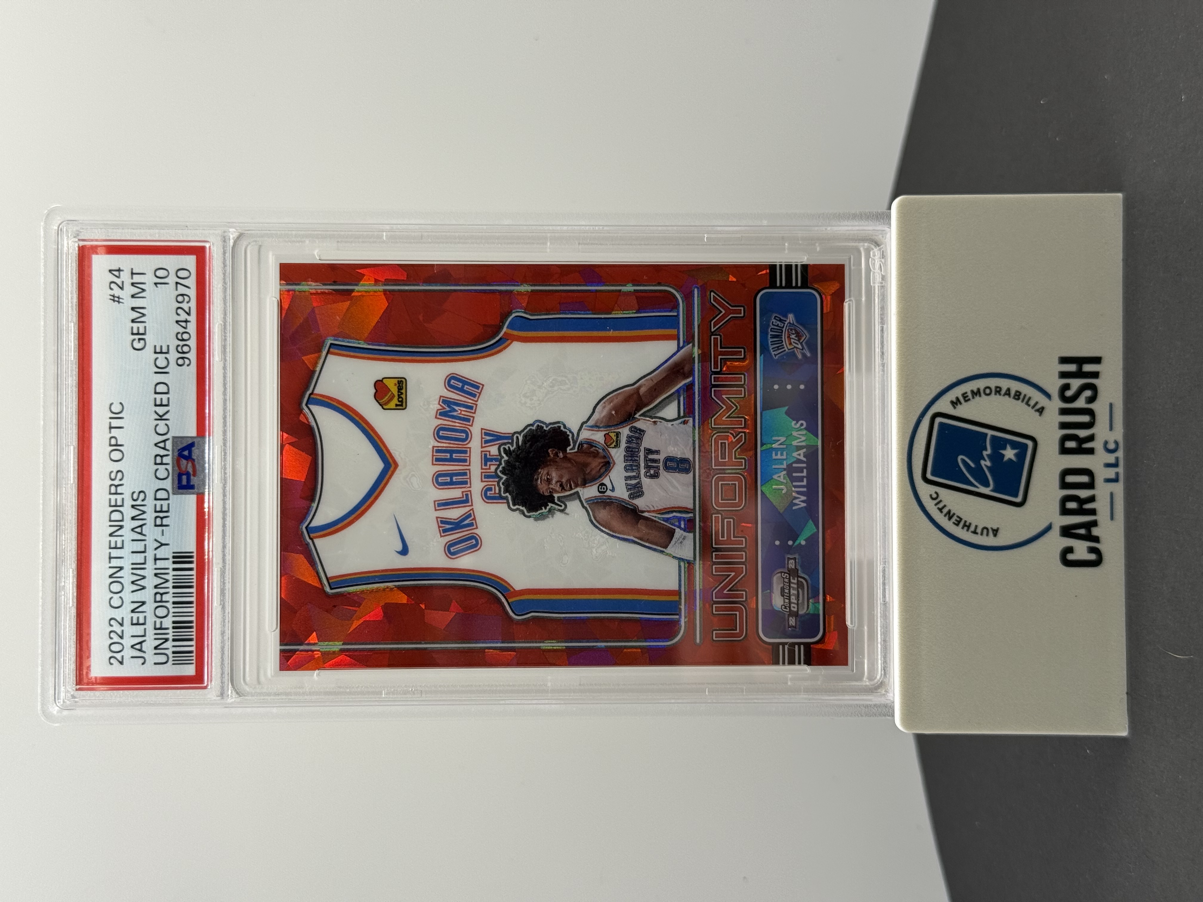 2022 Contenders Optic Jalen Williams Uniformity Red Cracked Ice, front