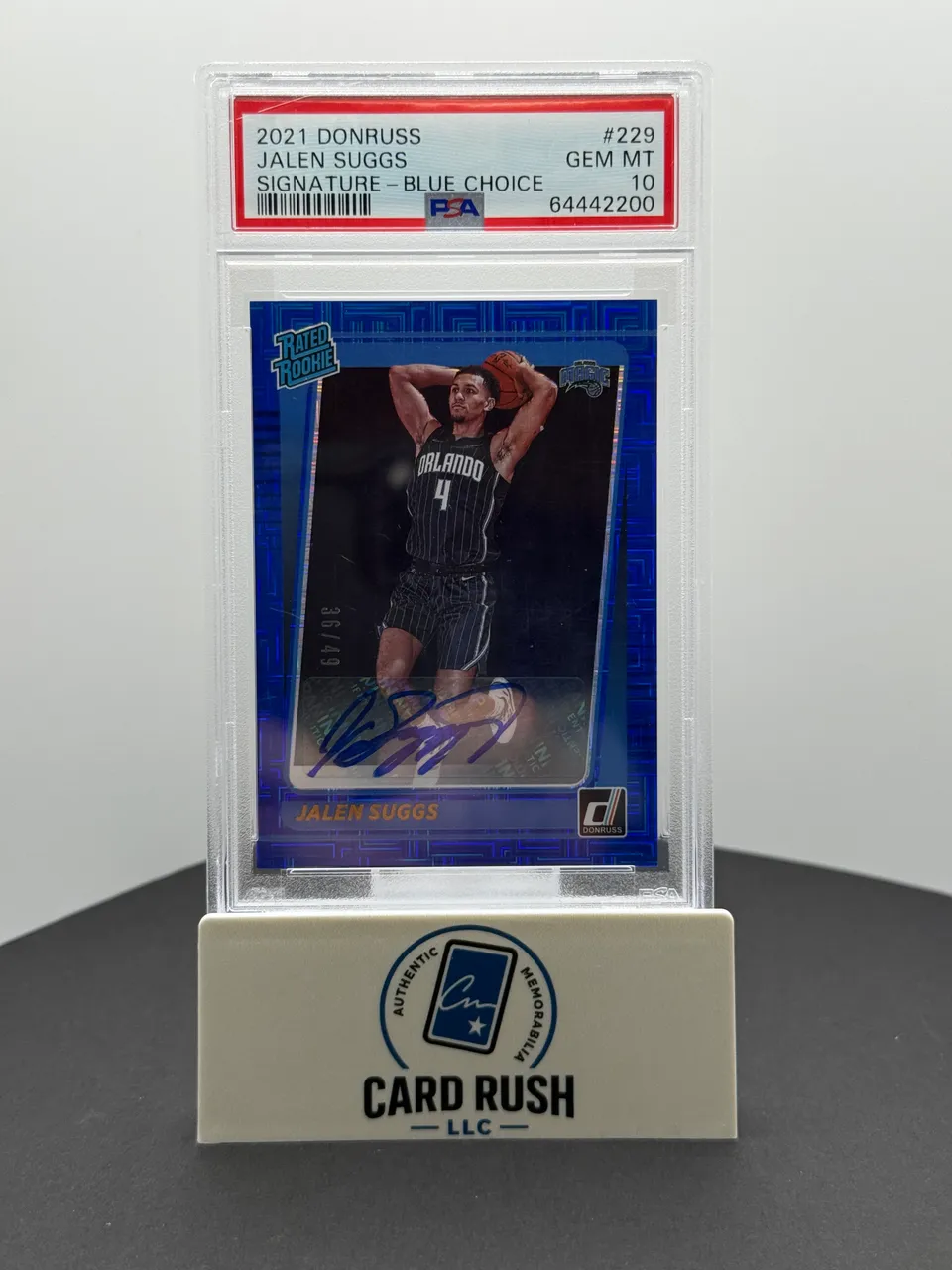 2021-22 Donruss Jalen Suggs Rated Rookie Signature Blue Choice Card