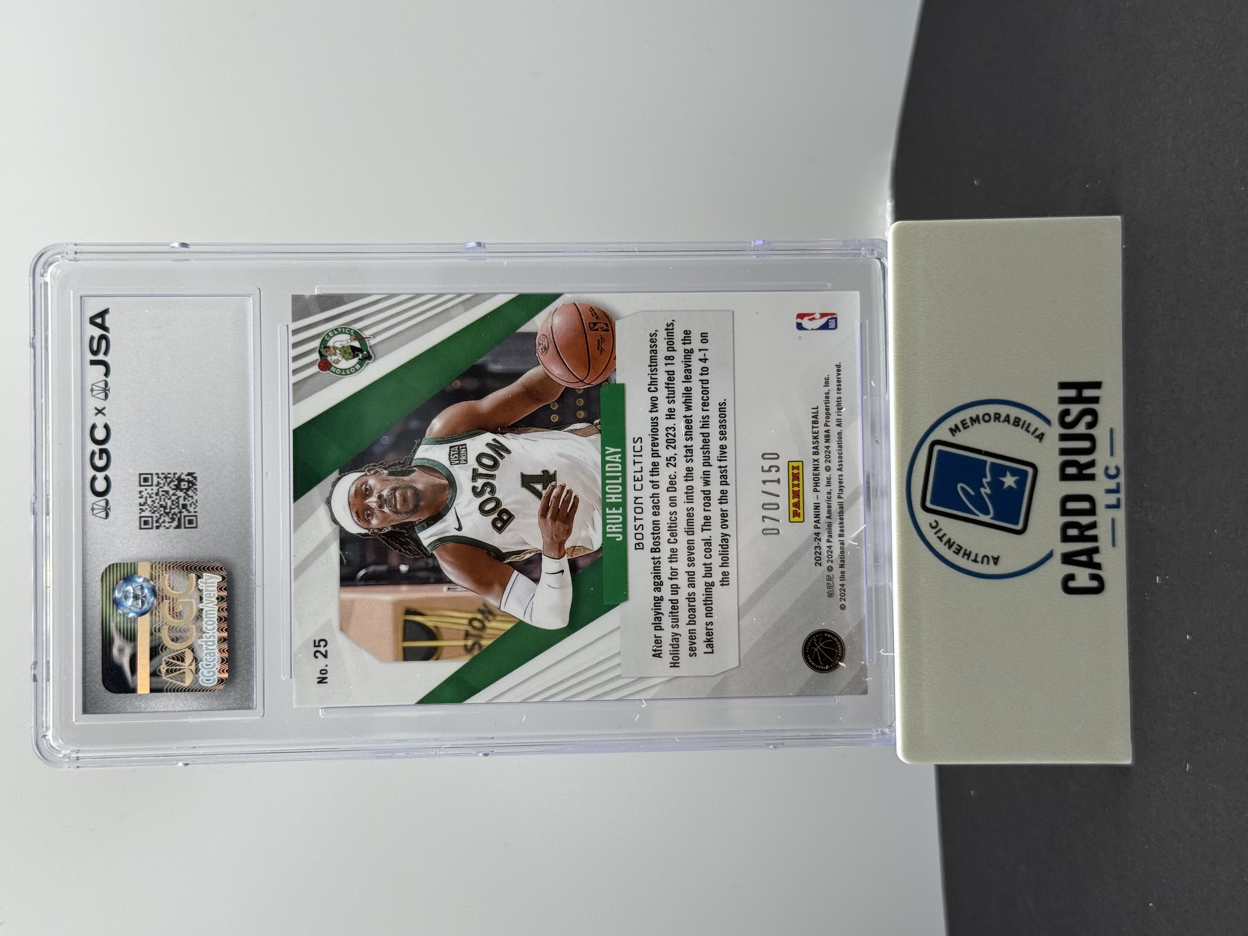 2023-24 Panini Phoenix Jrue Holiday Purple IP Auto CGC/JSA Authentic, 70/150, back