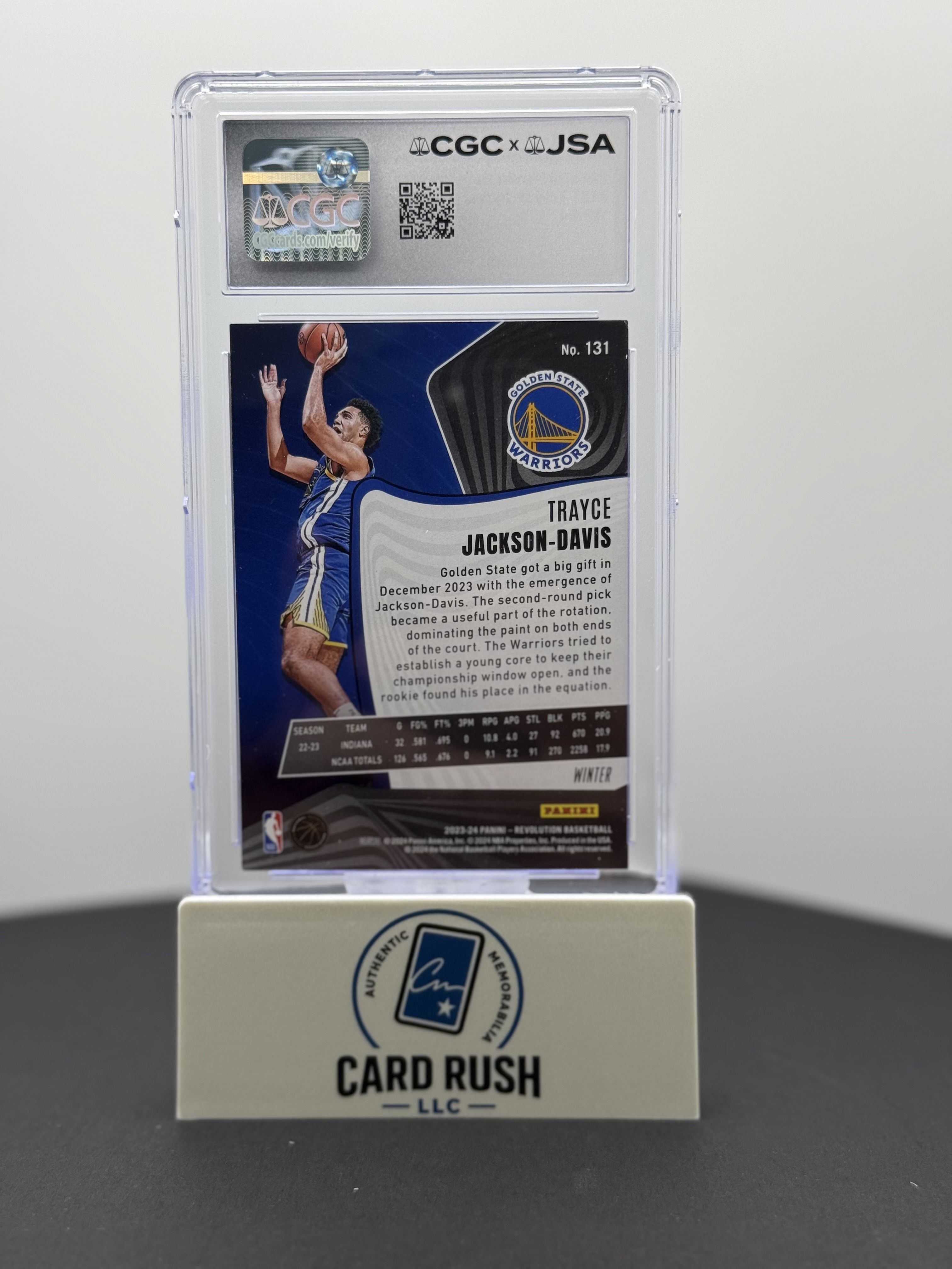 2023-24 Panini Revolution Trayce Jackson-Davis Winter RC IP CGC/JSA Auto 10!, back