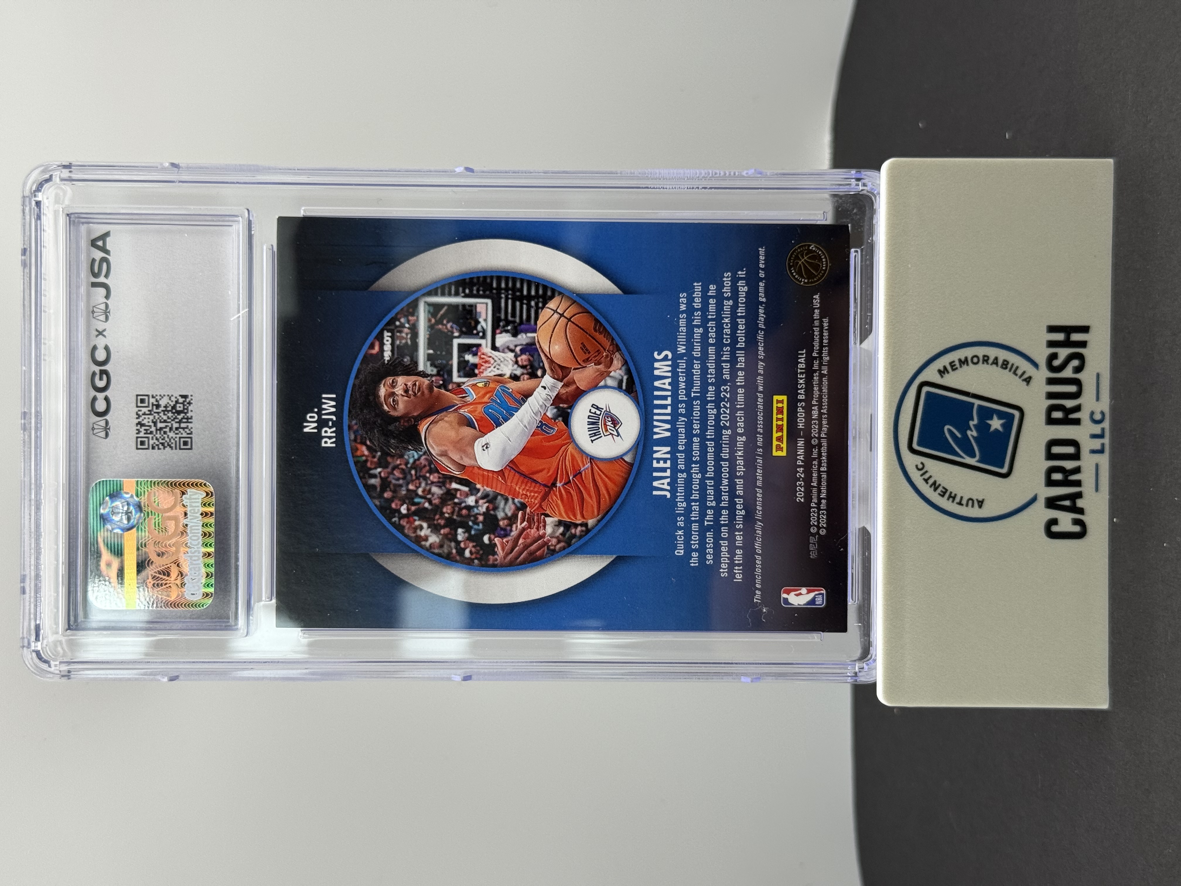 2023-24 Panini Hoops Rookie Remembrance Relics Jalen Williams IP Auto RPA CGC/JSA, back
