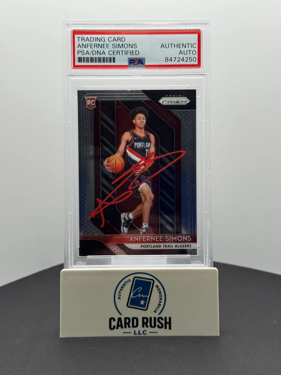 2018-19 Panini Prizm Anfernee Simons Autographed Rookie Trading Card