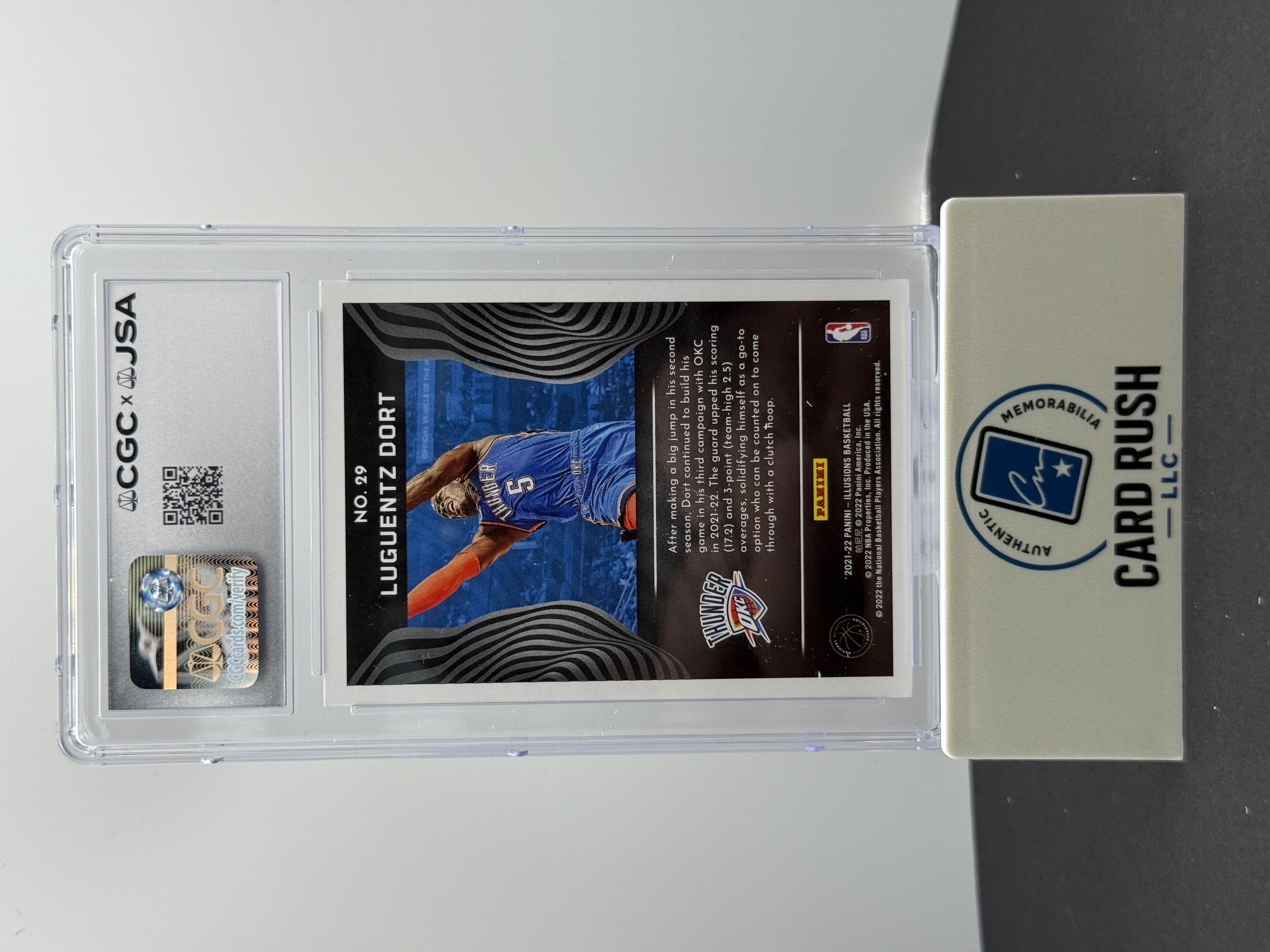 2021-22 Panini Illusions Luguentz Dort Autographed Basketball Card, back