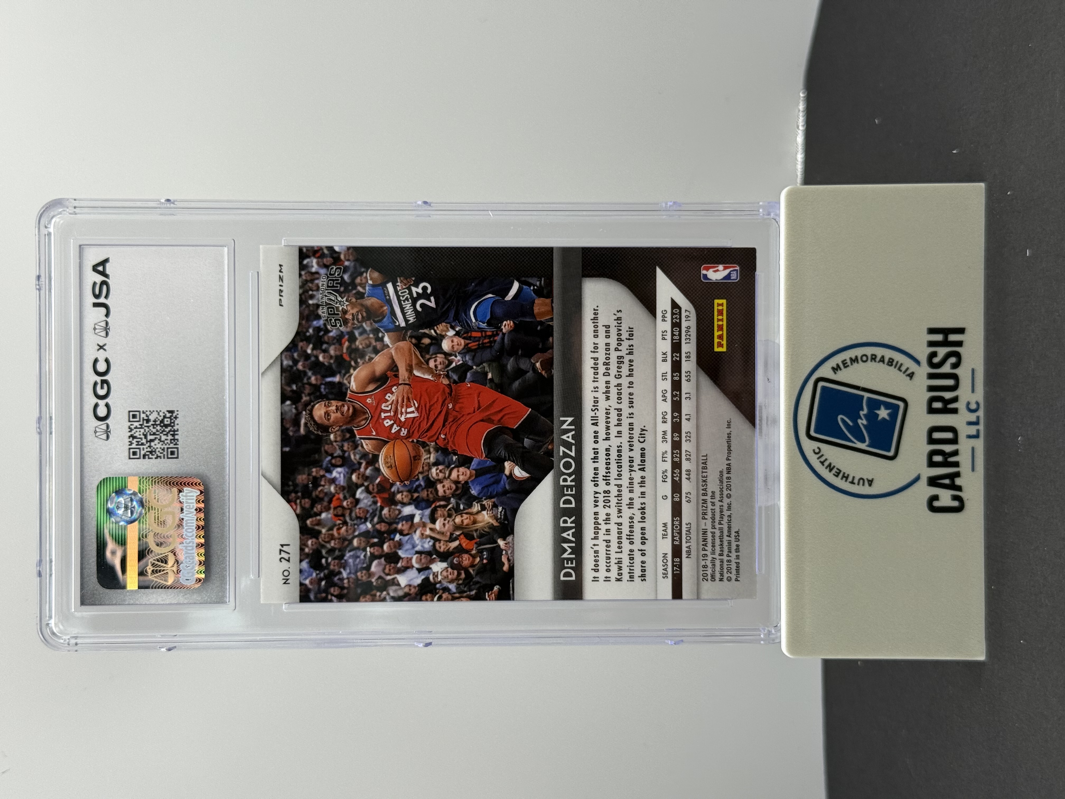2018-19 Panini Silver Prizm DeMar DeRozan Autograph Card, back