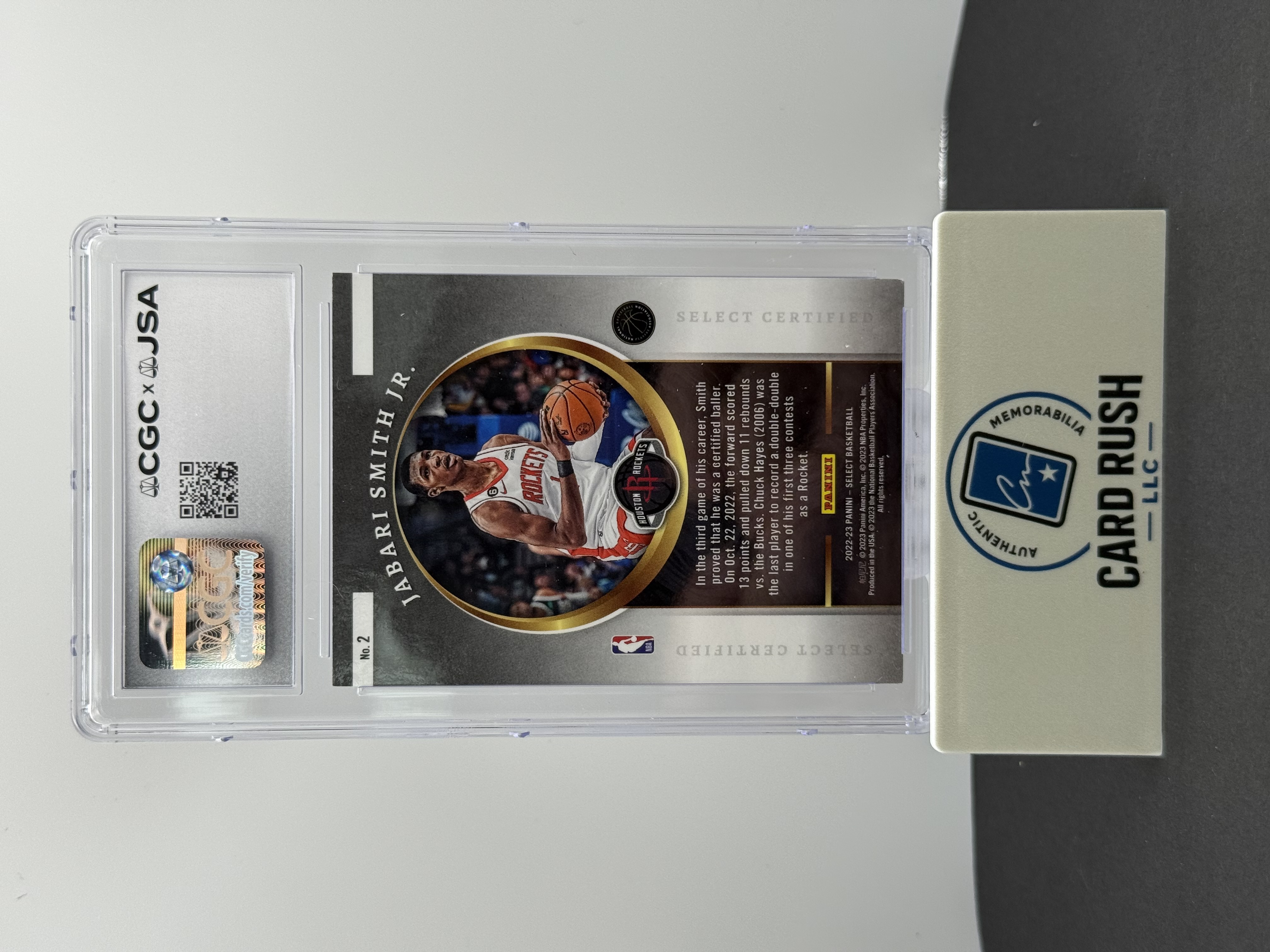 2022-23 Panini Select Jabari Smith Jr RC In Person Autograph CGC Authentic, back