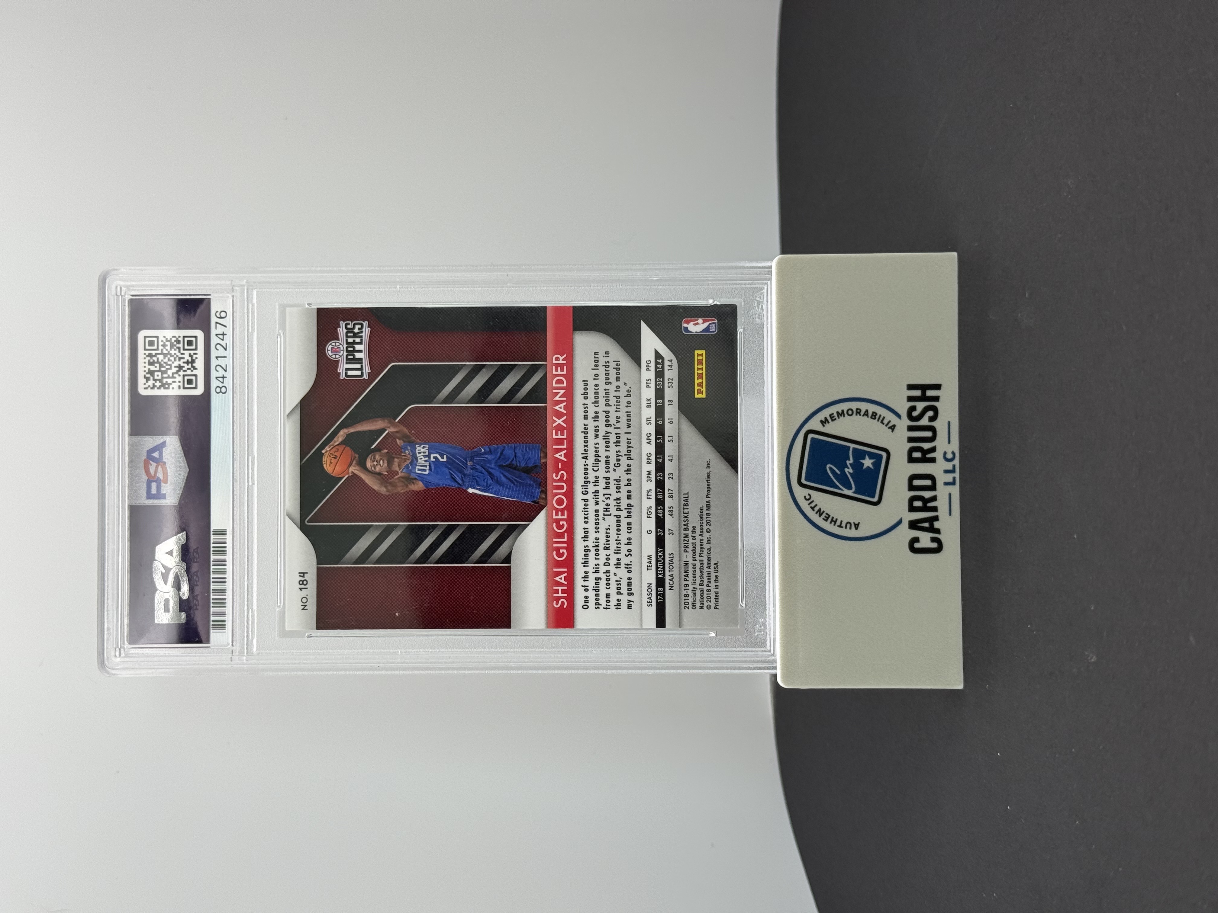 2018-19 Panini Prizm Shai Gilgeous-Alexander In-Person Autograph PSA Authentic, back