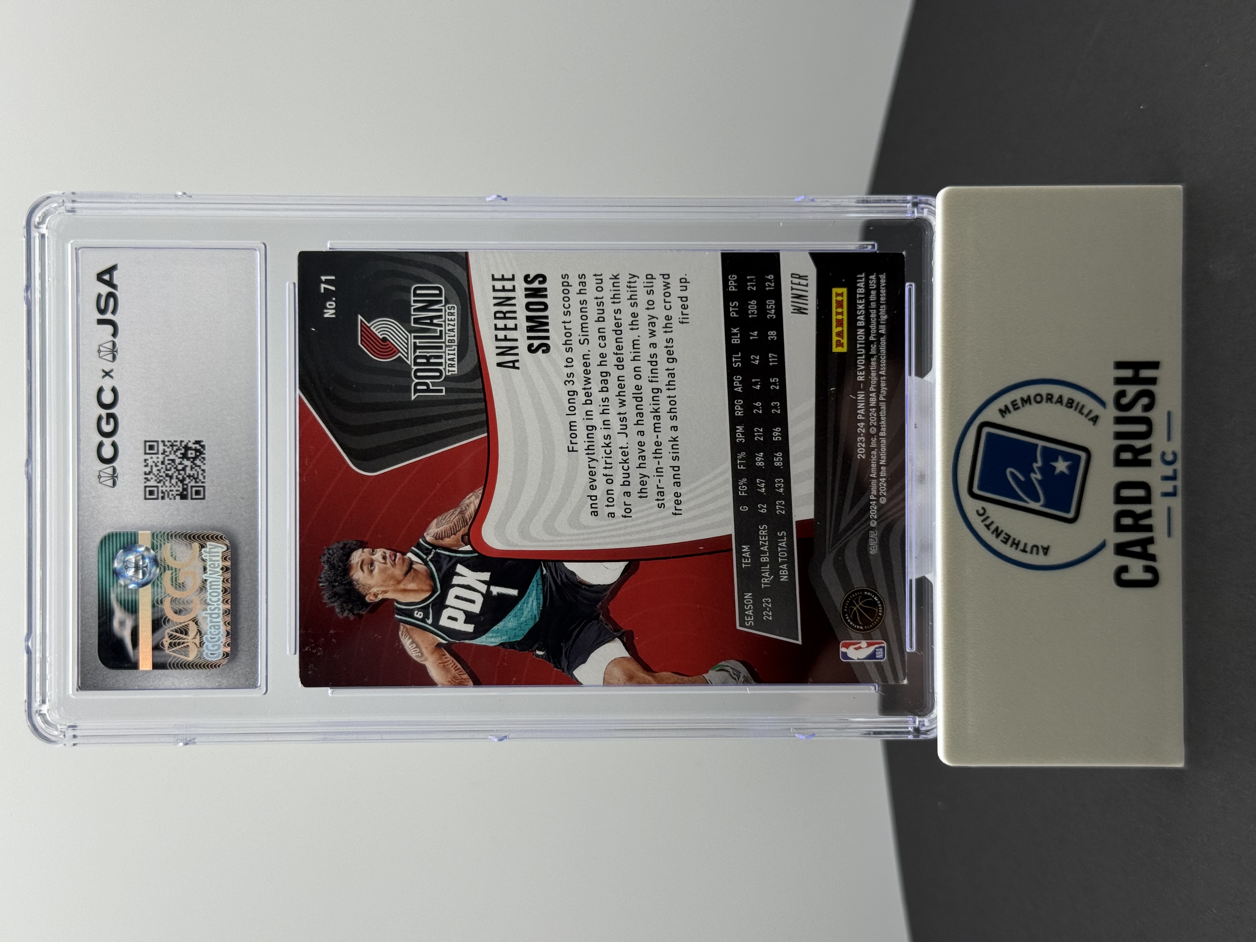 2023-24 Panini Revolution - Anfernee Simons Winter In-Person Auto, back