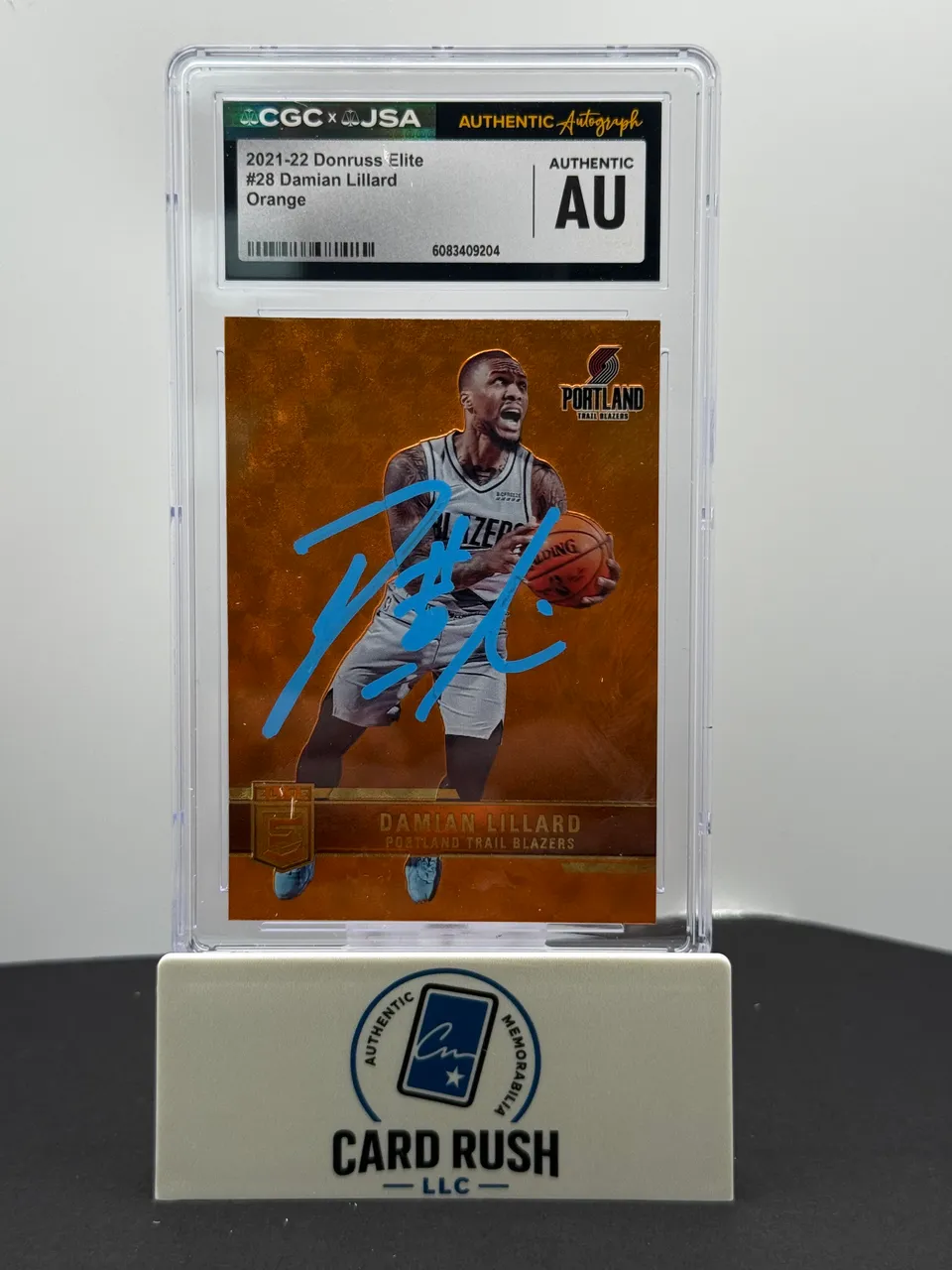 2021-22 Panini Donruss Elite Damian Lillard Orange IP Auto CGC/JSA Authentic