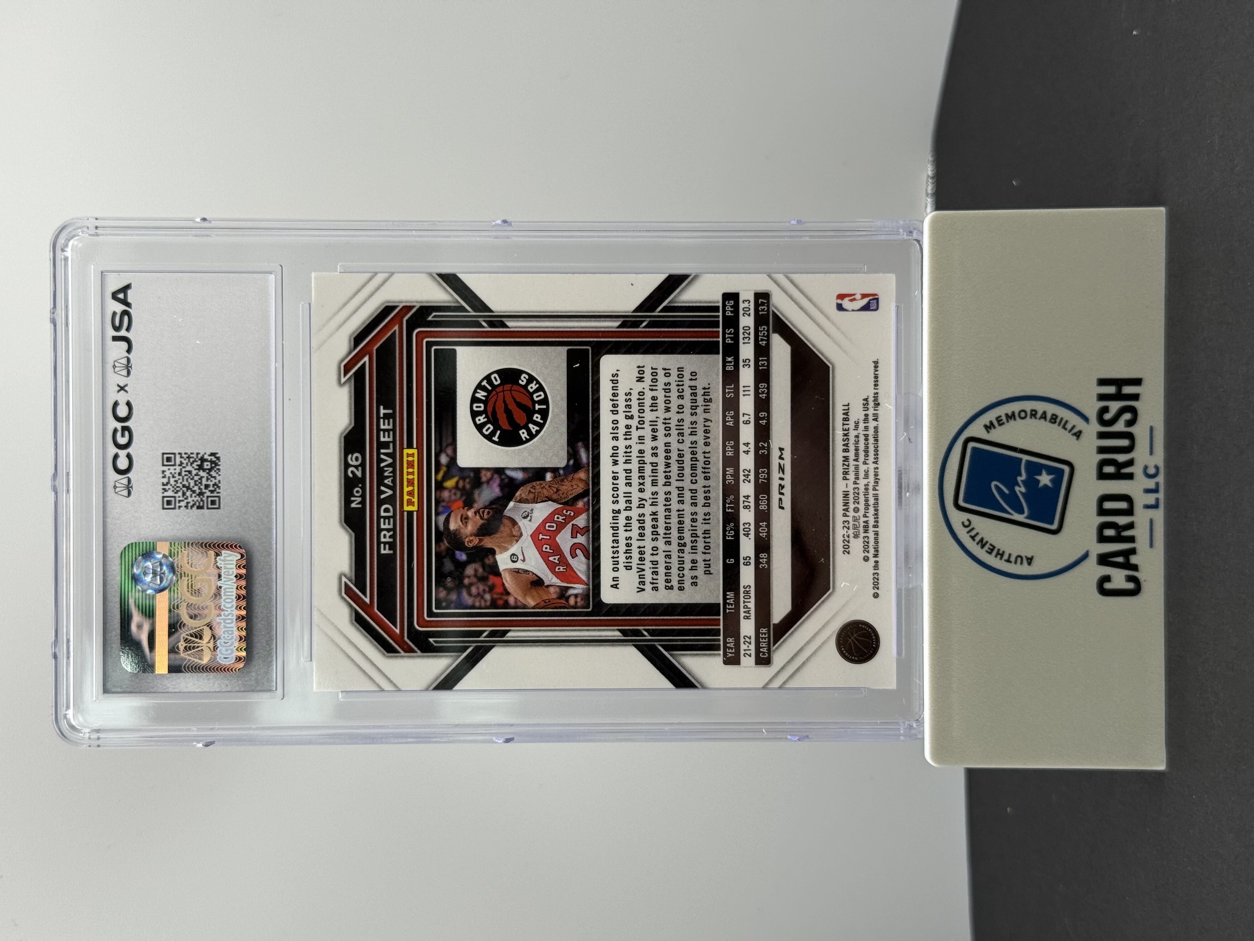 2022-23 Panini Prizm Silver Prizm Fred VanVleet In-Person Auto 10 by CGC/JSA, back