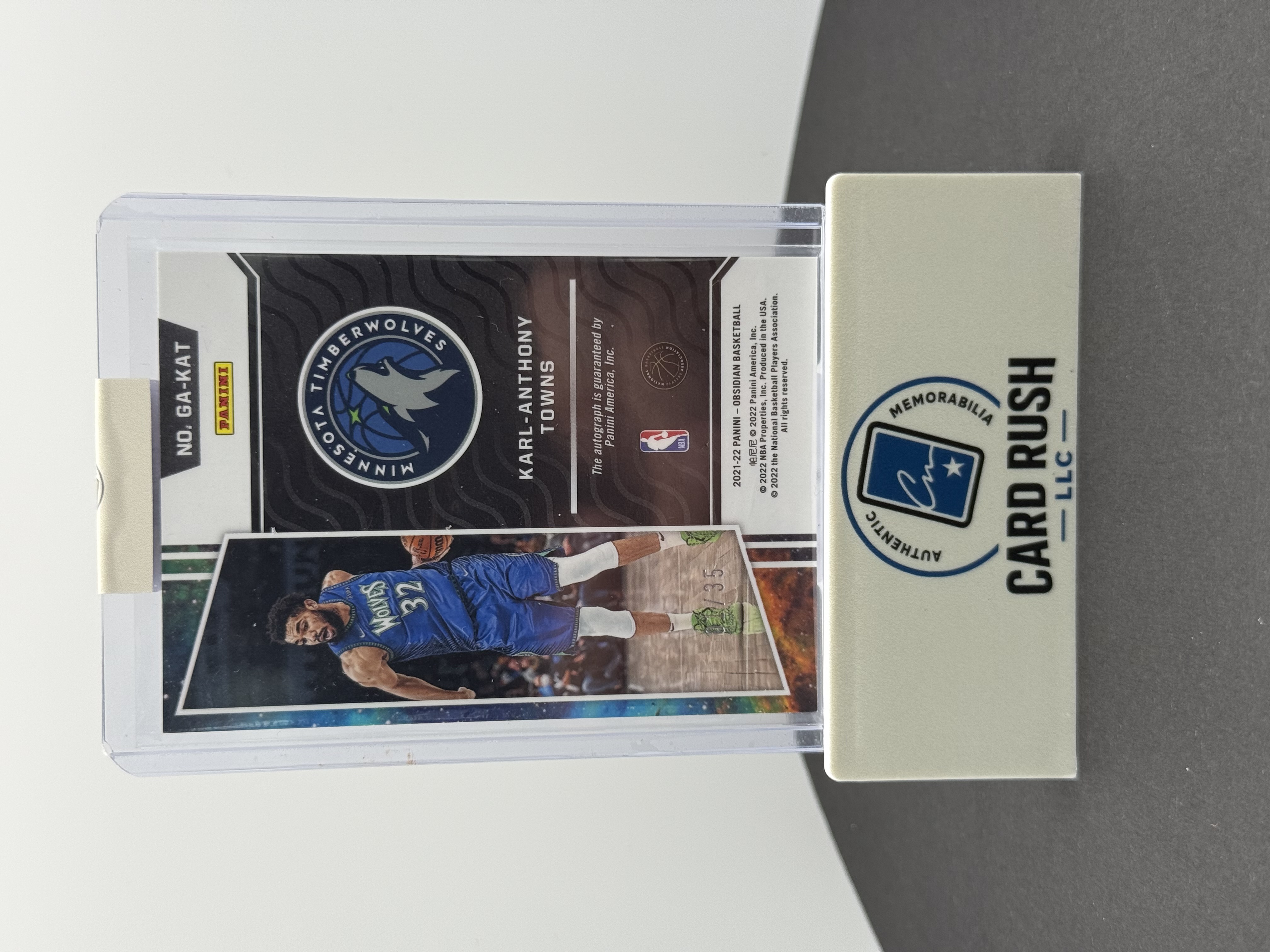 2021-22 Panini Obsidian Galaxy Karl-Anthony Towns Basketball Trading Card, back