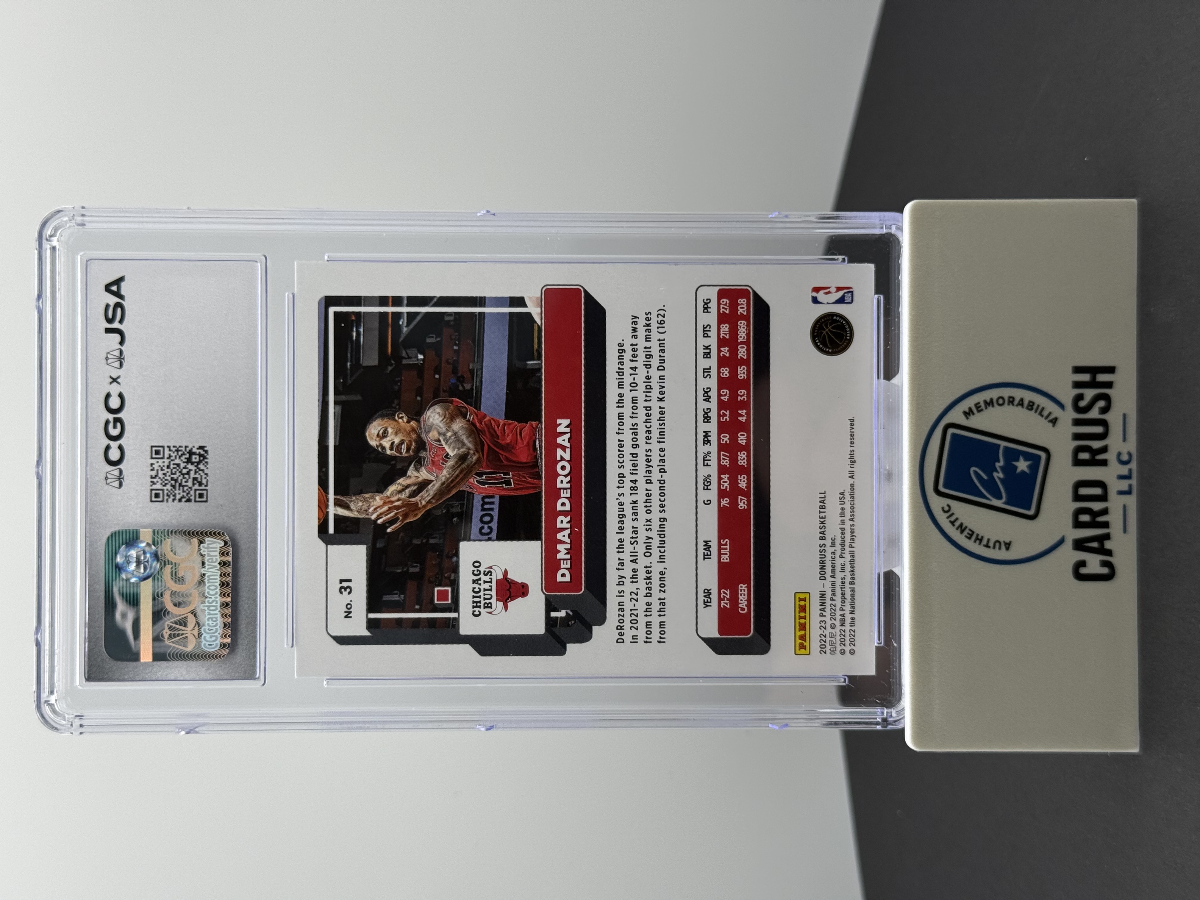 2022-23 Panini Donruss DeMar DeRozan In Person Autograph, back