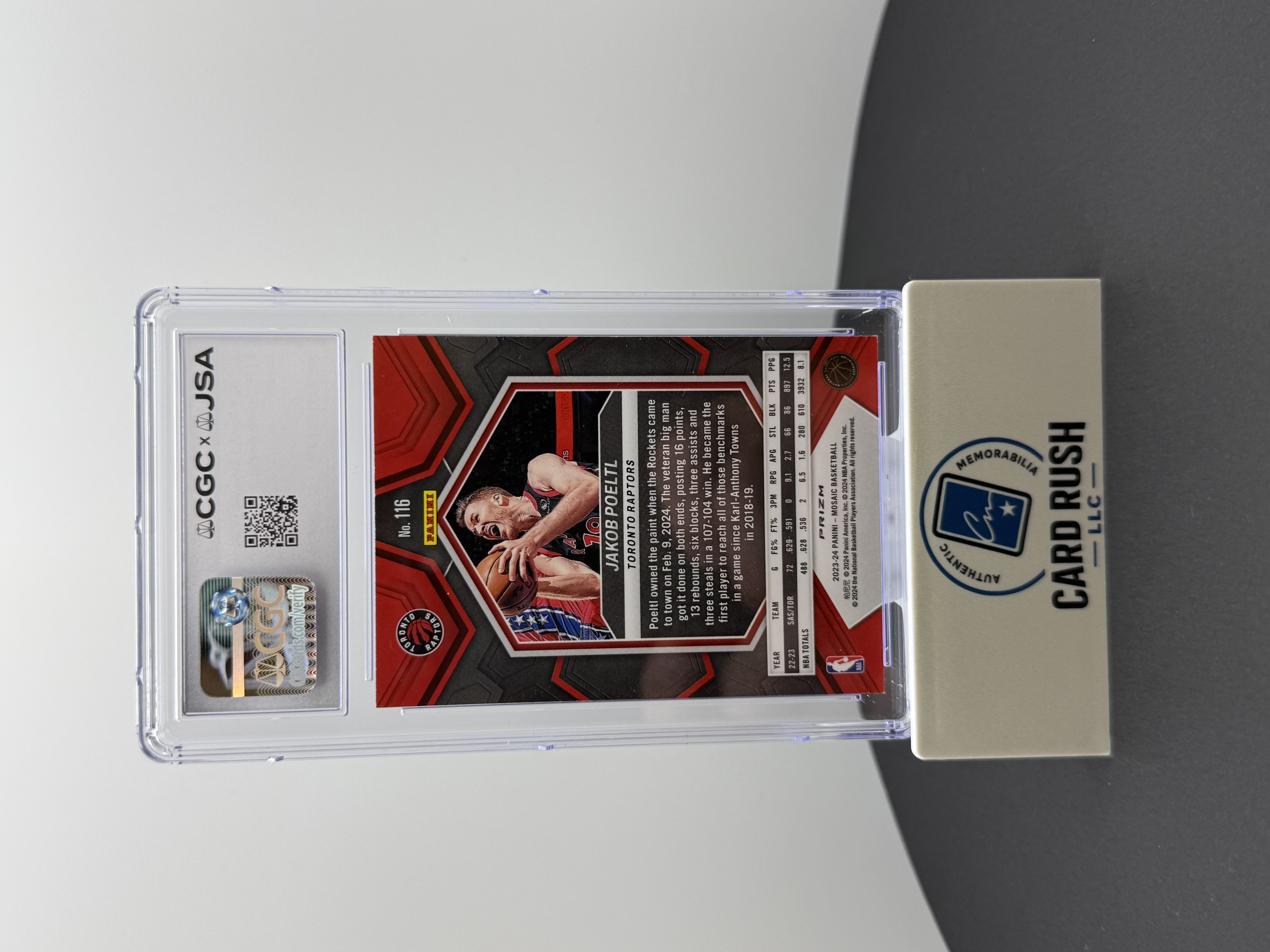 2023-24 Panini Mosaic Jakob Poelti Green In-Person CGC/JSA Auto 10 Grade, back