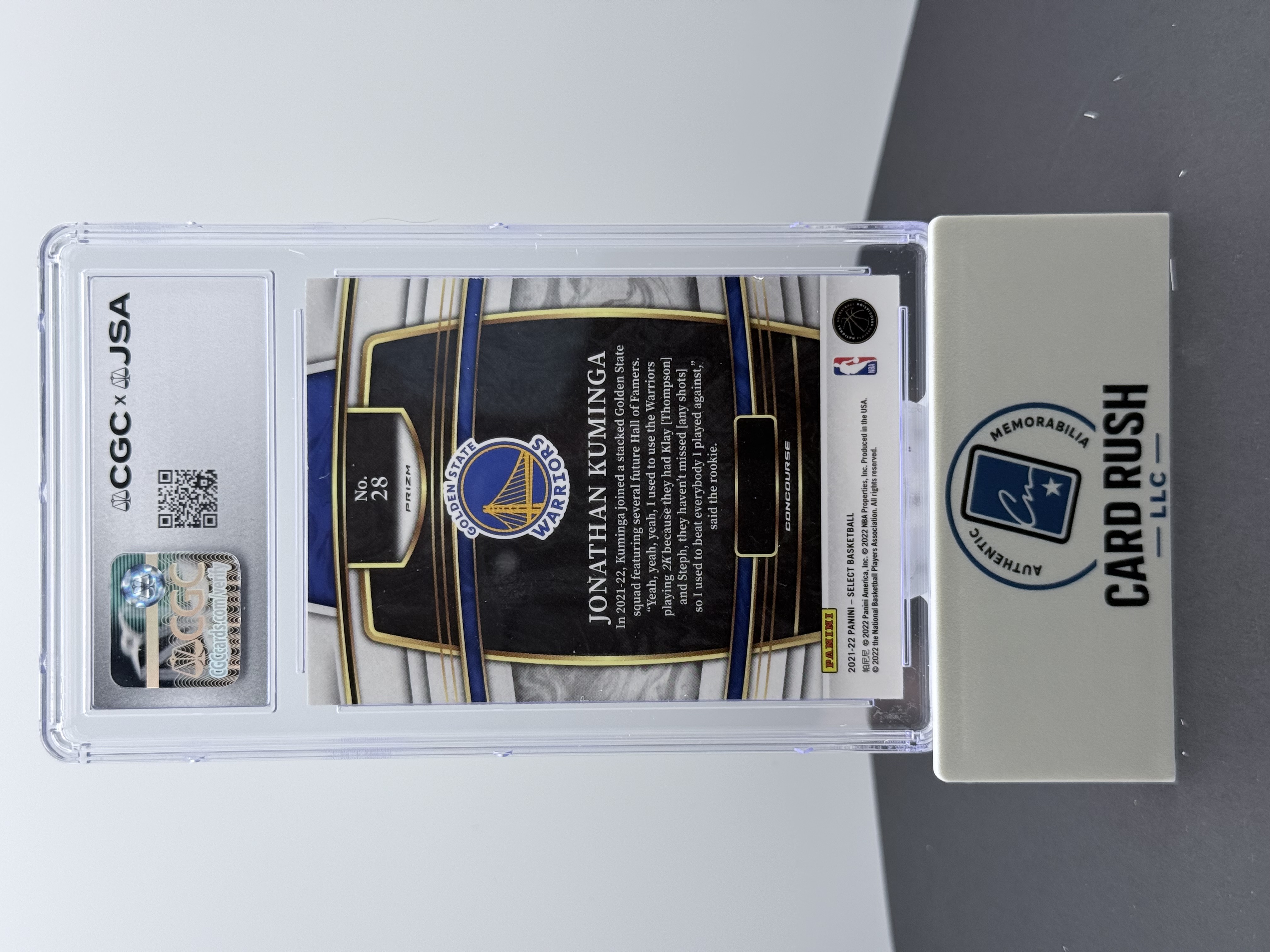 2021-22 Panini Select Jonathan Kuminga Orange Flash RC IP Auto CGC/JSA Authentic, back