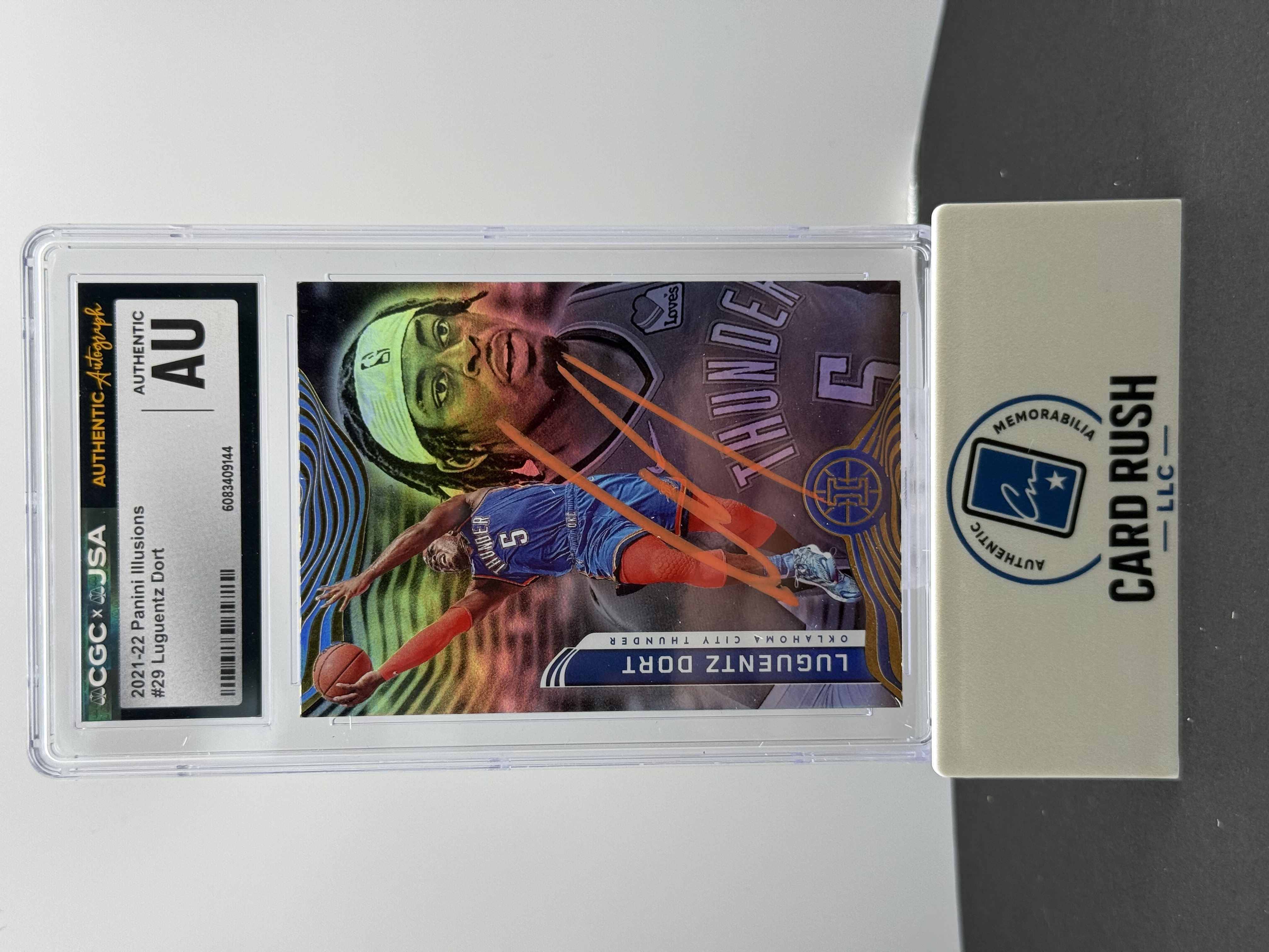 2021-22 Panini Illusions Luguentz Dort Autographed Basketball Card, front
