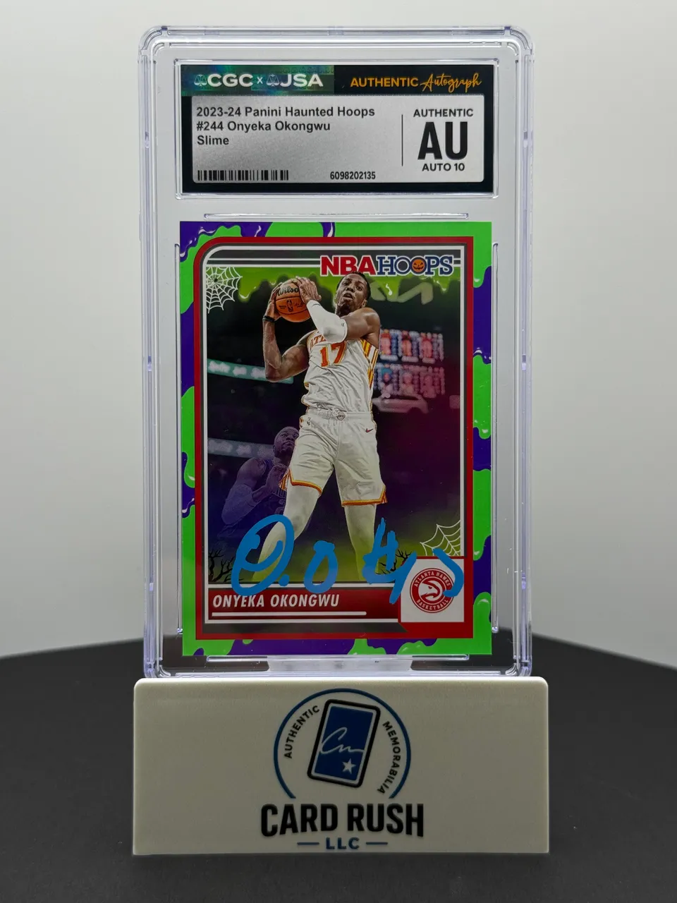 2023-24 Panini NBA Haunted Hoops Green Slime Onyeka Okongwu IP Autograph