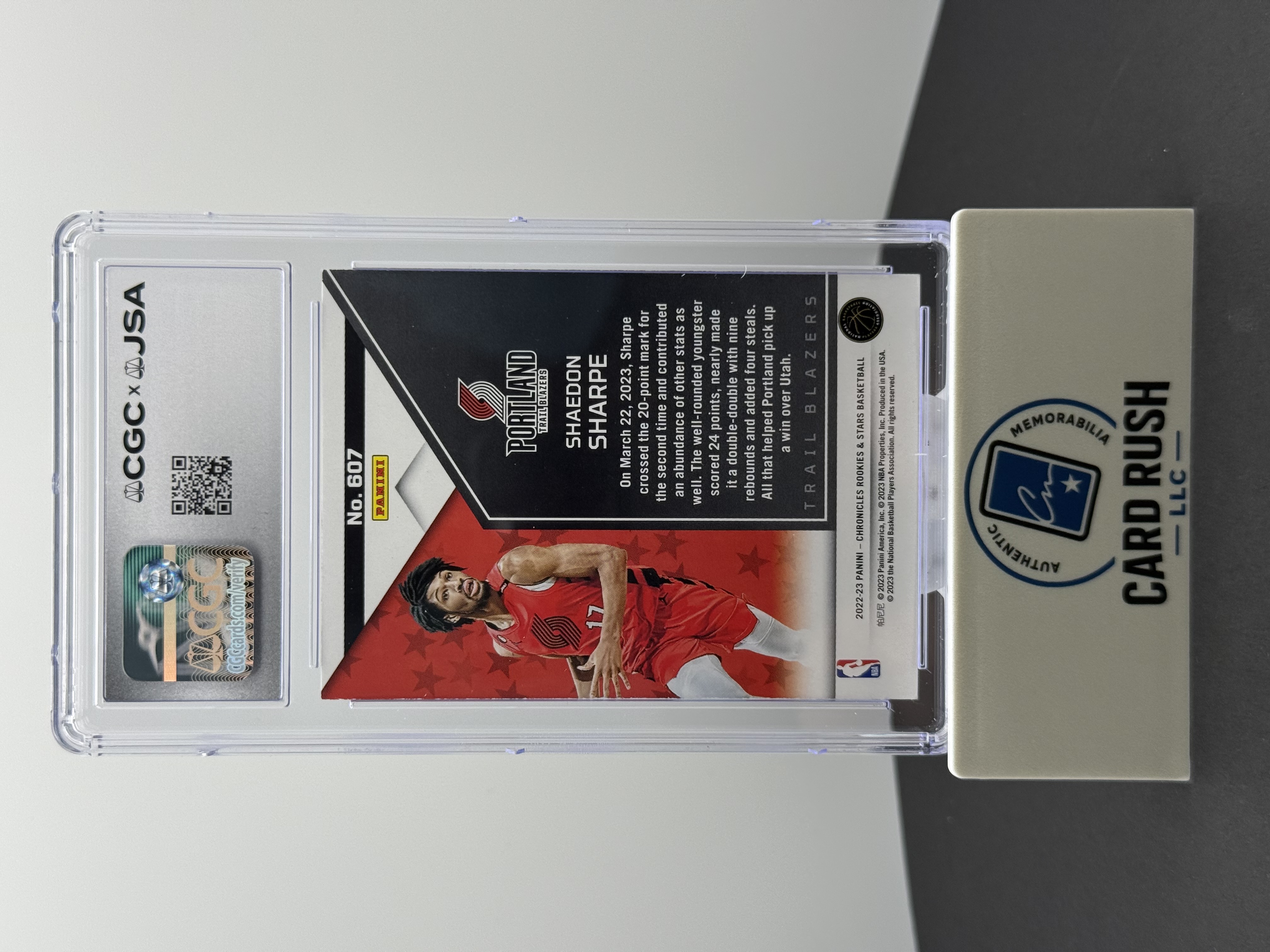 2022-23 Panini Chronicles Shaedon Sharpe Rookies and Stars IP Auto, back