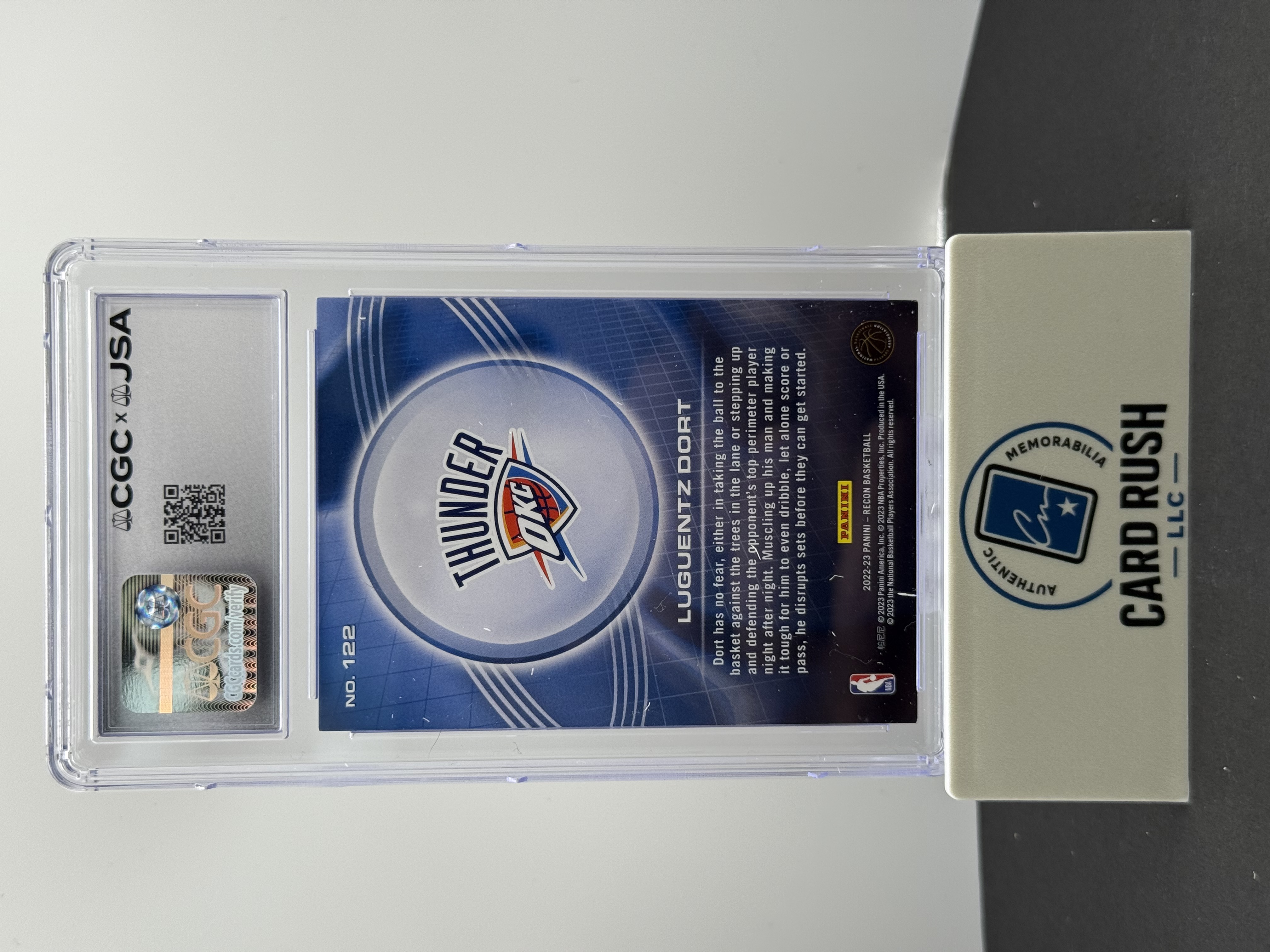 2022-23 Panini Recon Luguentz Dort Autographed Basketball Card, back
