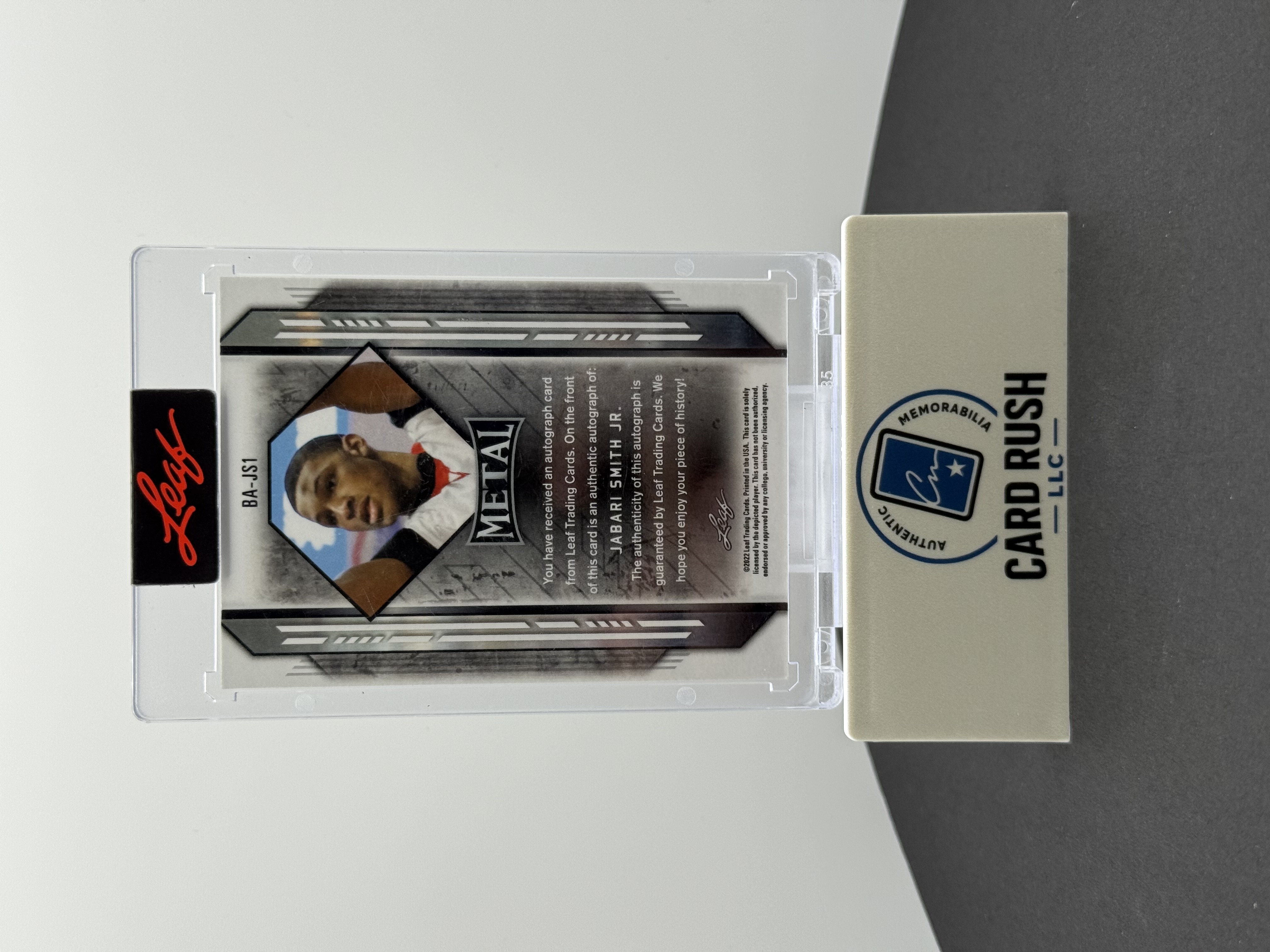 2022 Leaf Metal Jabari Smith Jr. Autograph Rookie Basketball Card, back