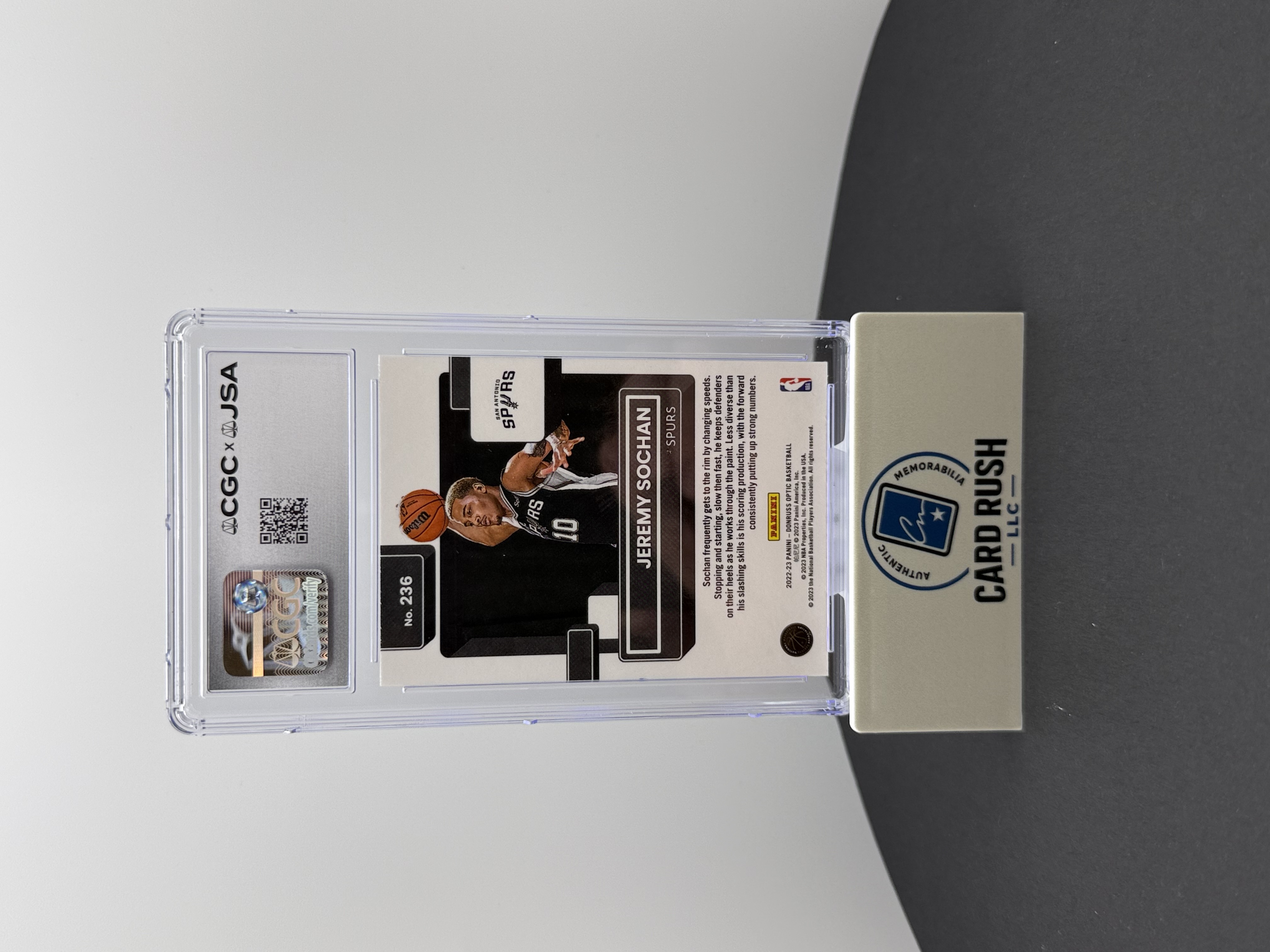 2022-23 Donruss Optic Rated Rookie Jeremy Sochan IP Graded Auto 10 By CGC/JSA, back